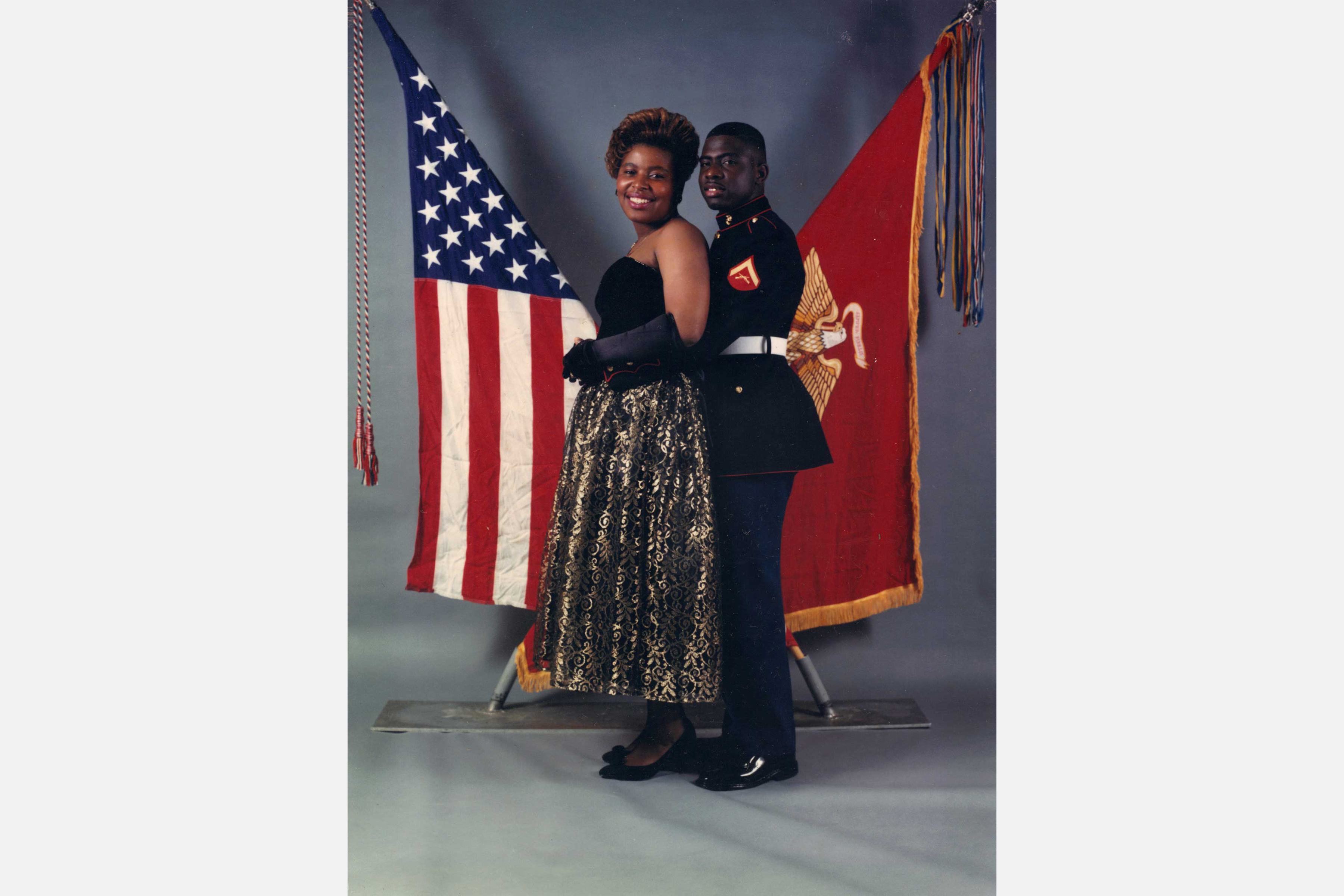 Ginger Miller and her husband at the Marine Corps Ball, 1989.