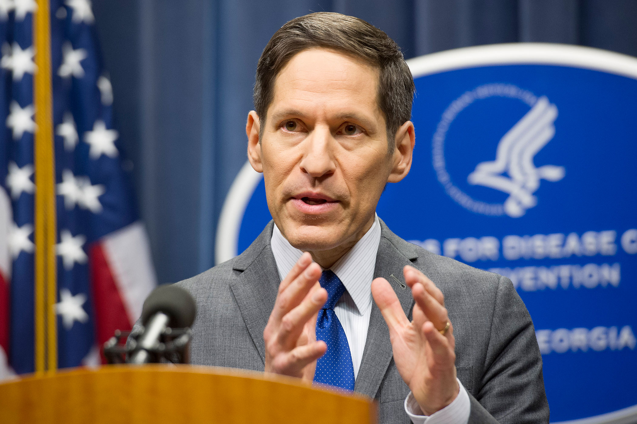 Dr. Tom Frieden, head of the Centers for Disease Control and Prevention, speaks at a news conference in Atlanta on Oct. 12, 2014 (John Amis—AP)