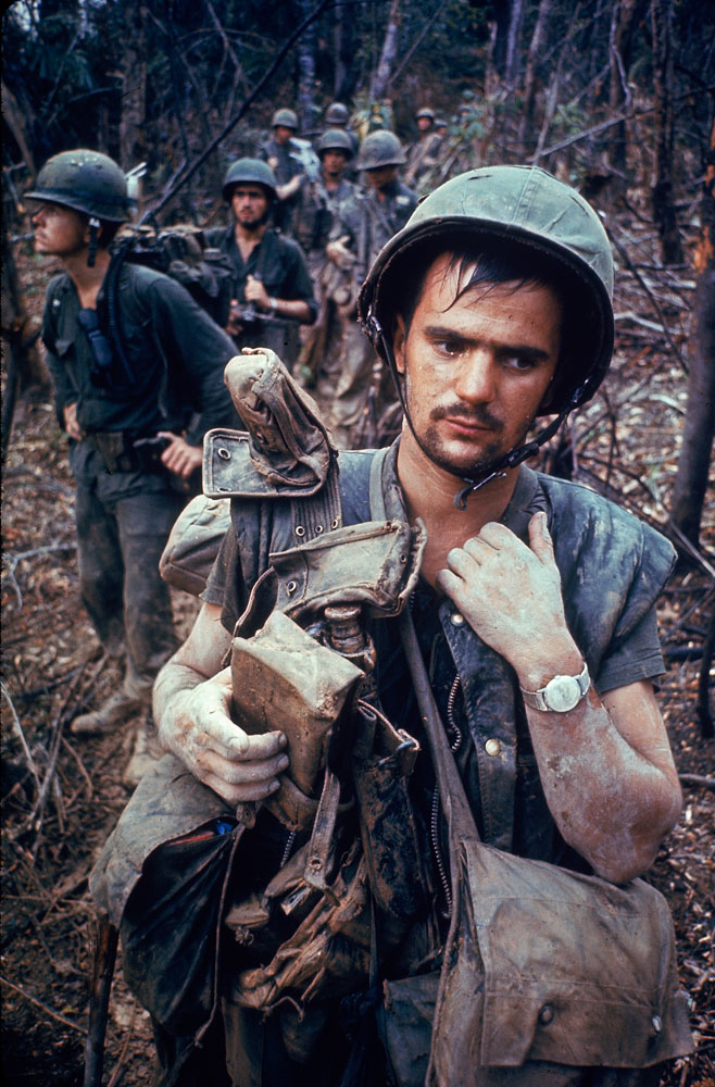 American Marines, Operation Prairie, near the DMZ during the Vietnam War, October 1966.