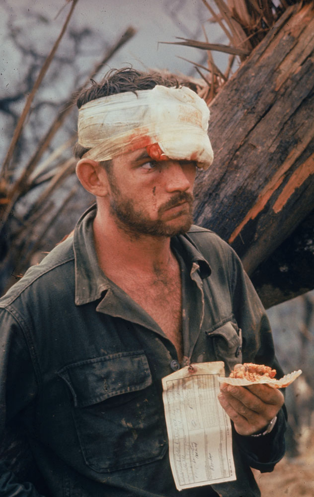 Not published in LIFE. A wounded American Marine, Operation Prairie, near the DMZ during the Vietnam War, October 1966.