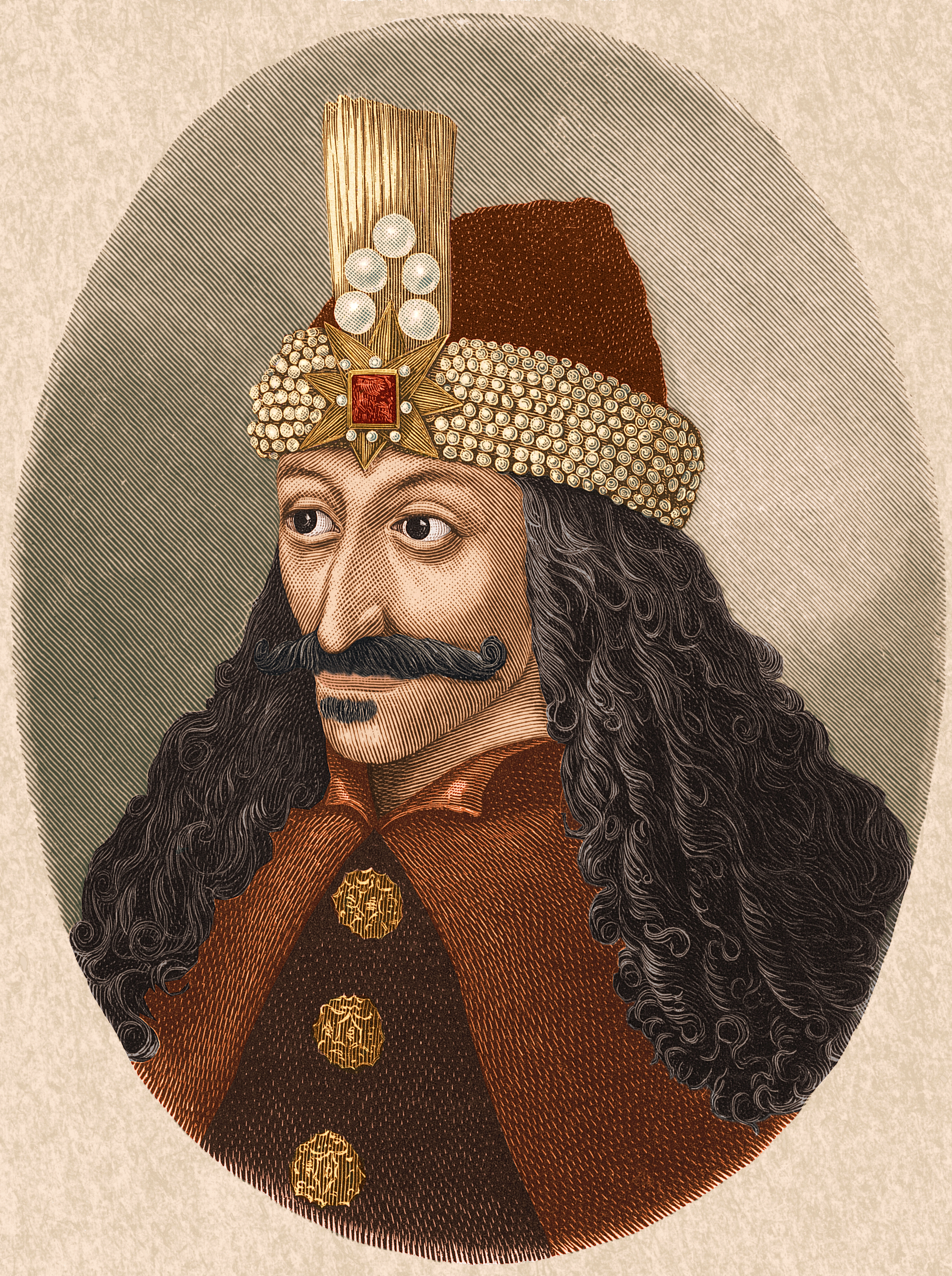 Circa 1450, Portrait of Vlad Tepes  'Vlad the Impaler'(c 1431-1476), from a painting in Castle Ambras in the Tyrol. 