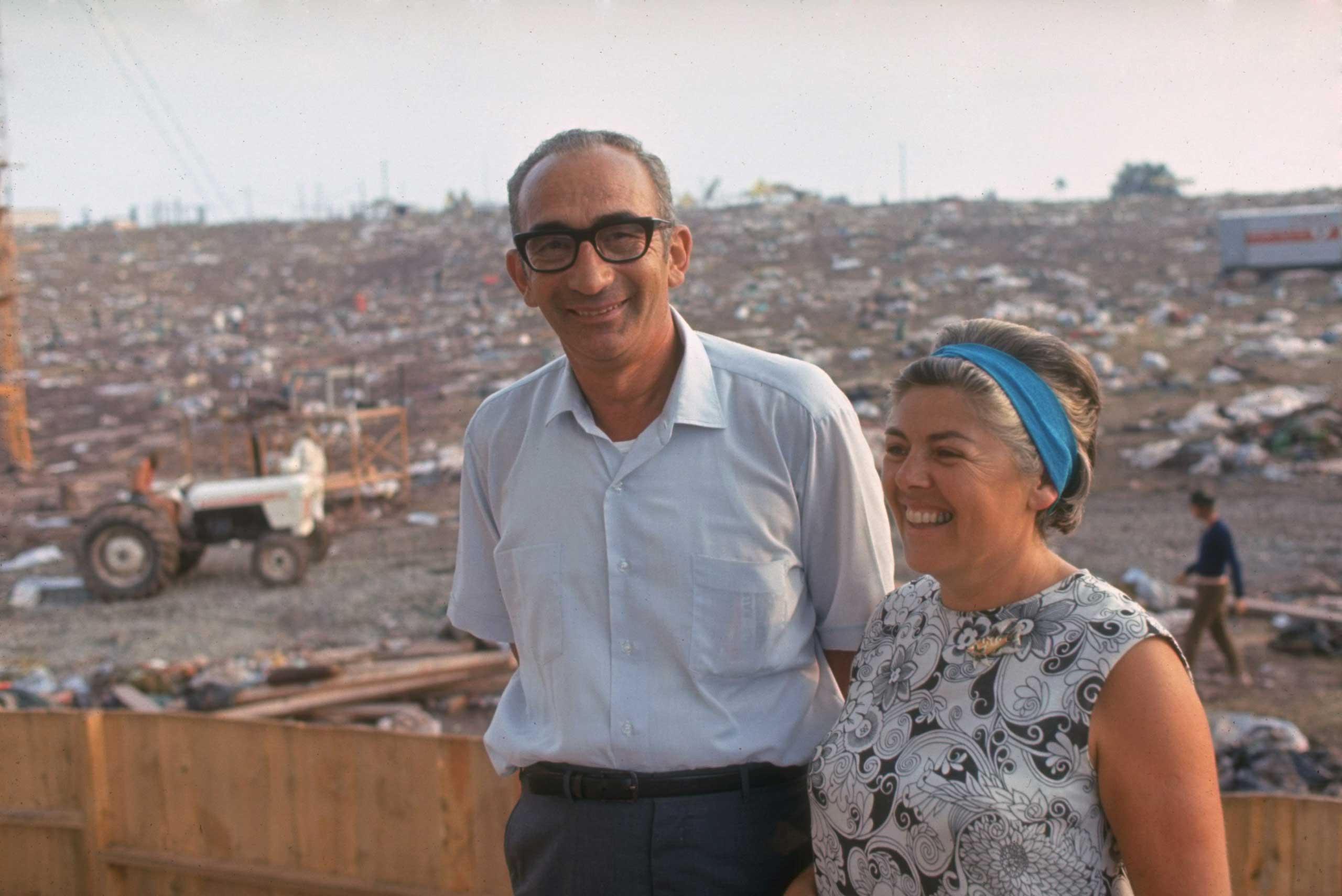 <b>Not published in LIFE.</b> Max and Miriam Yasgur on their land after the Woodstock Music &amp; Art Fair, August 1969. (Bill Eppridge&mdash;Time &amp; Life Pictures/Getty Images)