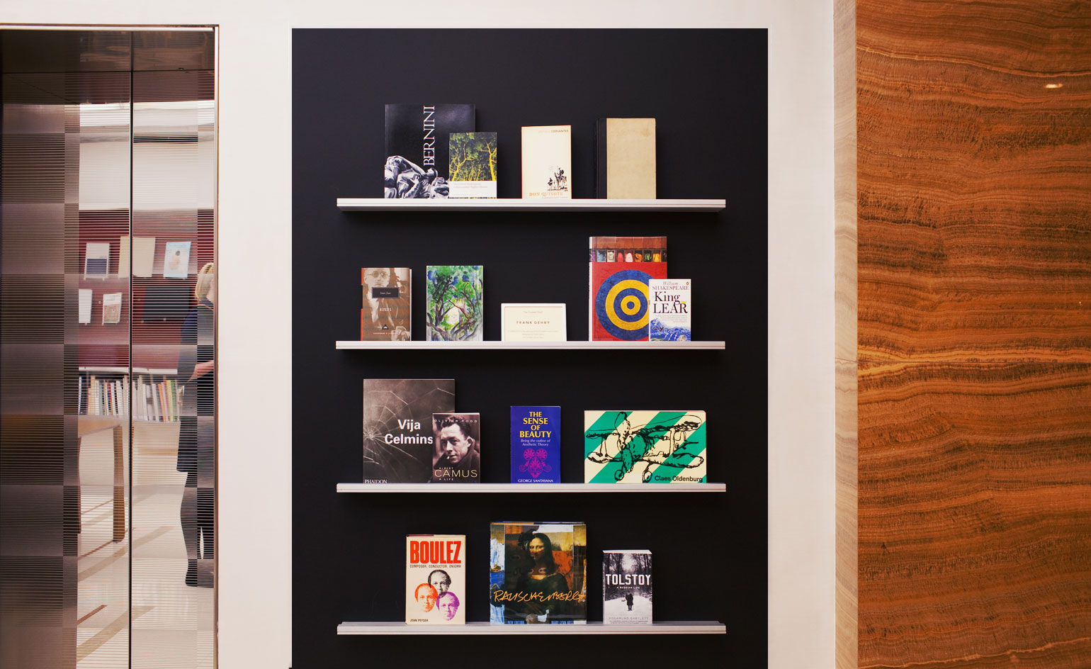 Frank Gehry has selected personal favorites for his 'Curated Bookshelf' at Louis Vuitton's London flagship. The shelf is located in the first-floor <i>librarie</i>.