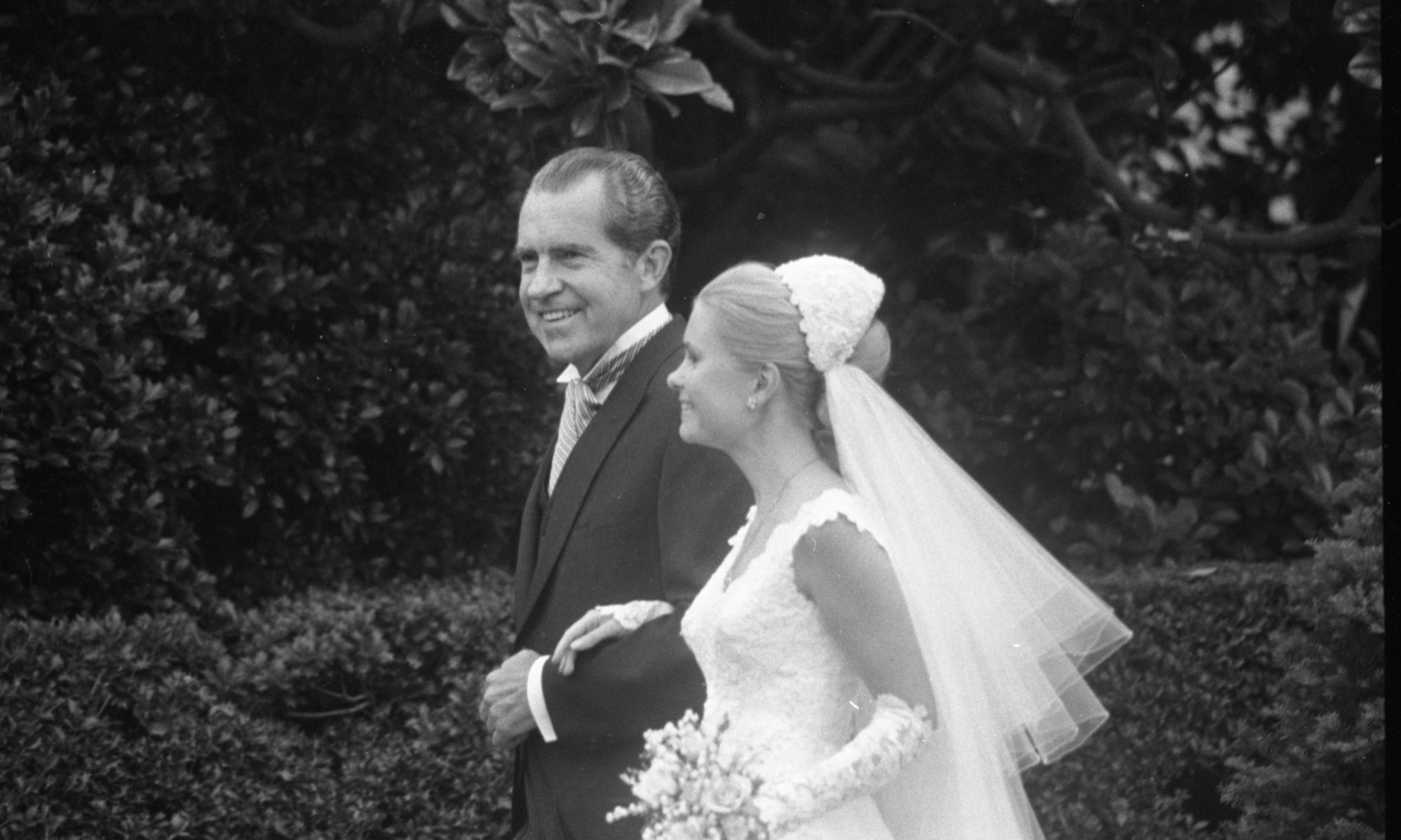 Tricia Nixon on her way to the Rose Garden with her father, President Richard Nixon, at her White House wedding. (Paul Demaria—NY Daily News / Getty Images)