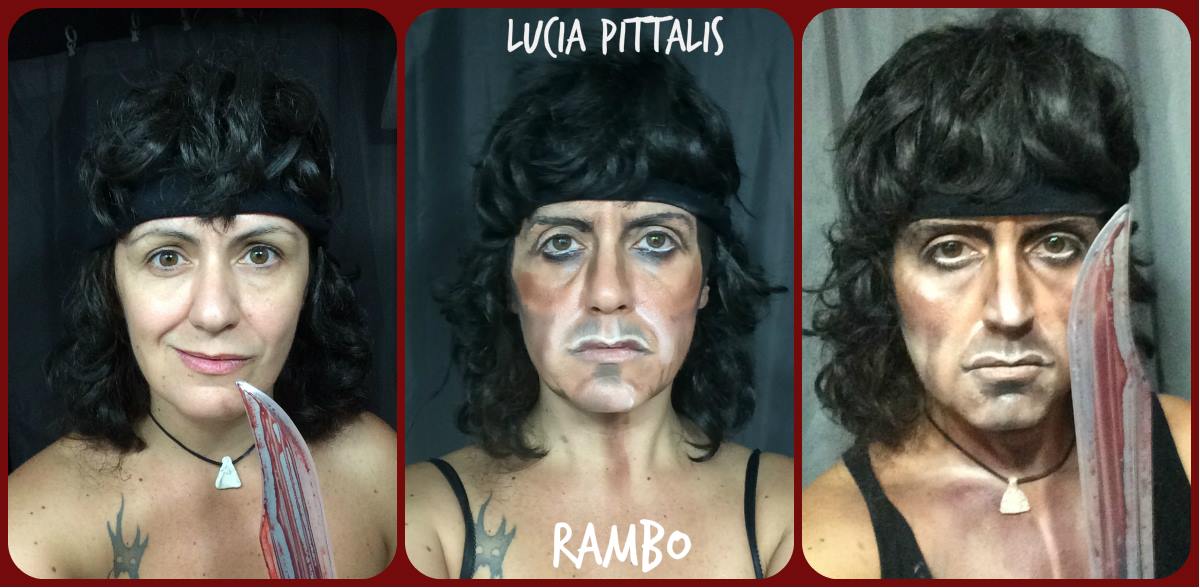 Lucia Pittalis as Sylvester Stallone's character John Rambo in Rambo