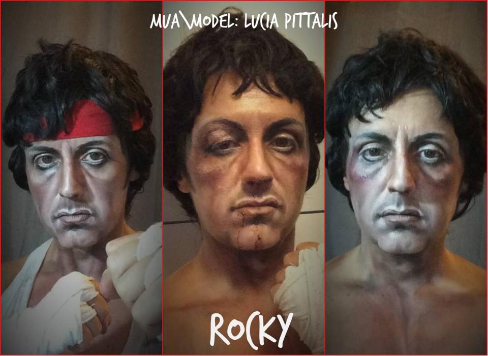 Lucia Pittalis as Sylvester Stallone's character Rocky Balboa in Rocky