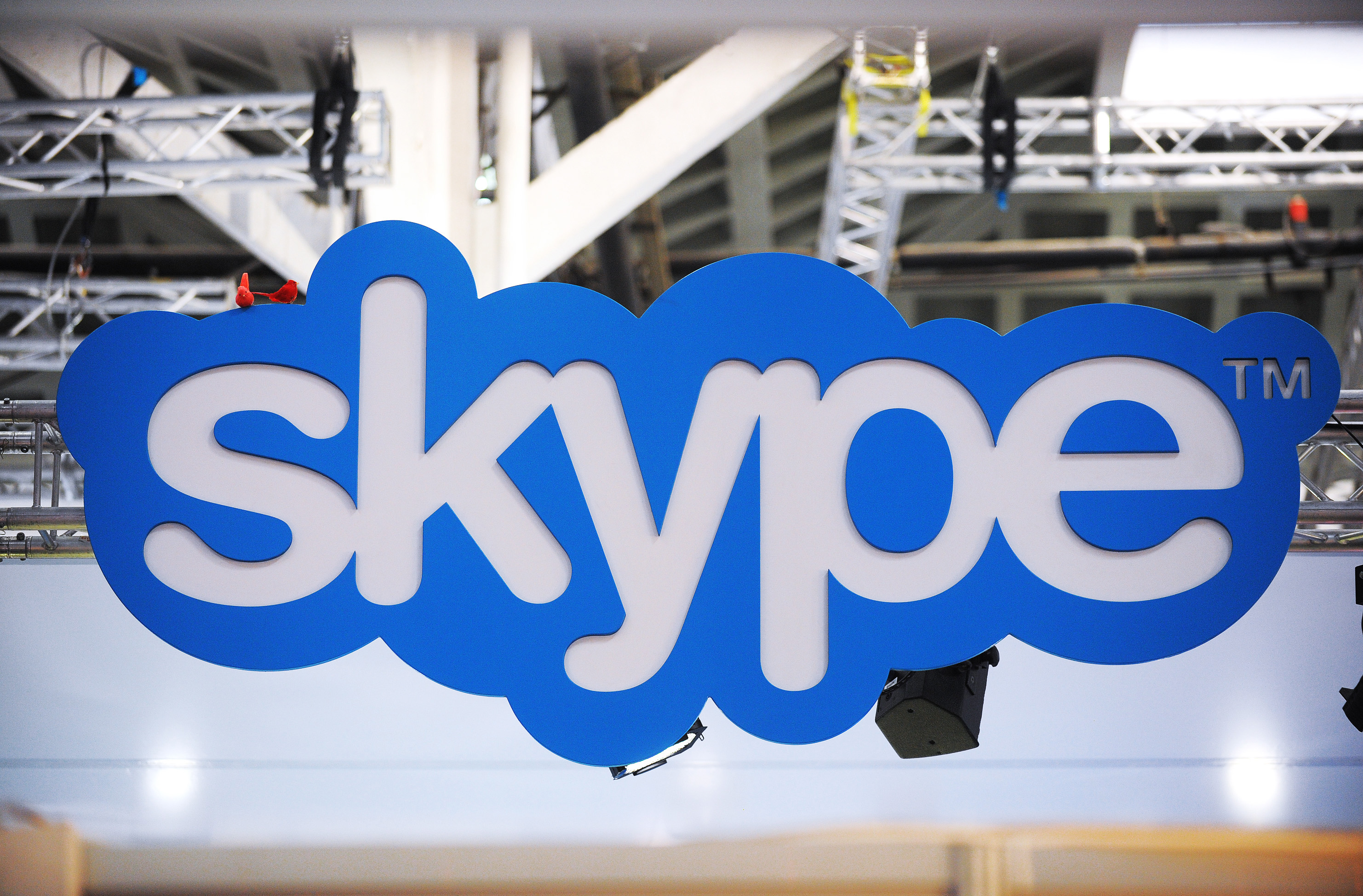 The Skype Technologies SA logo is seen above the trade stand at the Mobile World Congress in Barcelona, Spain, on Wednesday, Feb.16, 2011. (Bloomberg&mdash;Bloomberg via Getty Images)