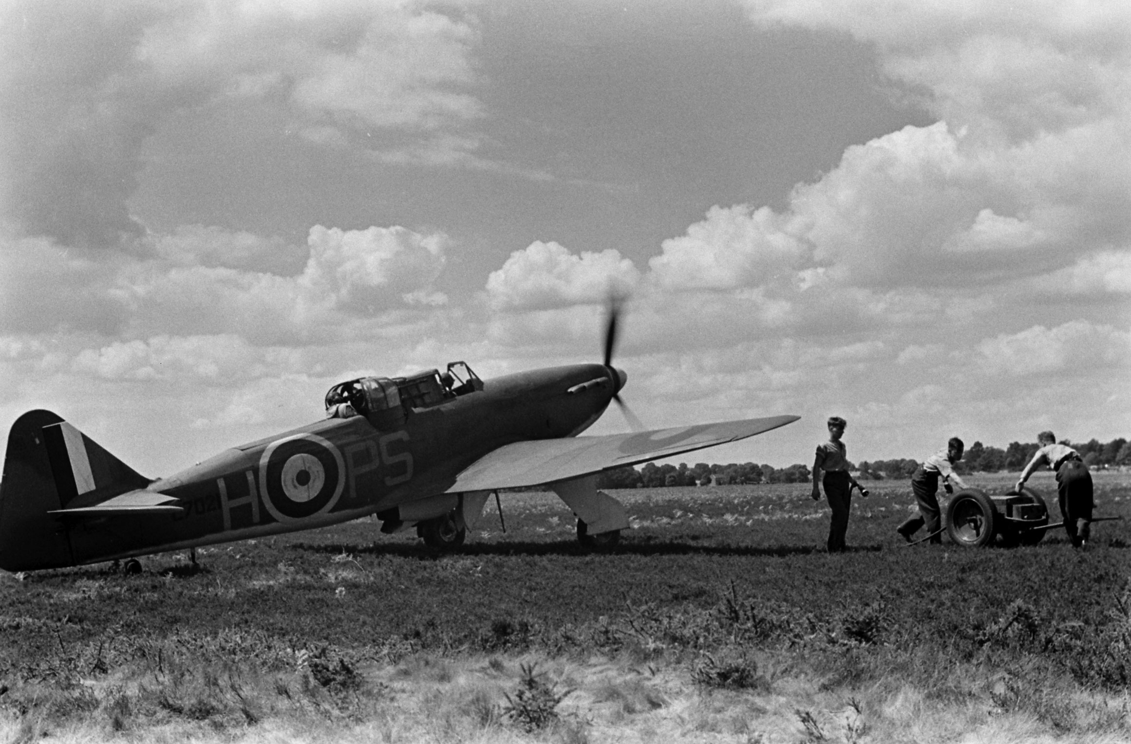 Scene during the Battle of Britain, RAF Fighter Command airfield, 1940.