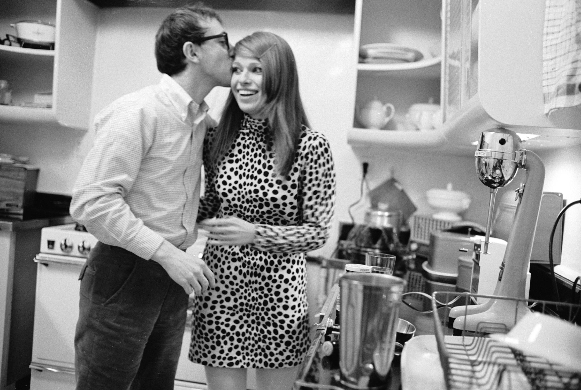 Woody Allen and wife Louise Lasser at home in Manhattan, 1967.