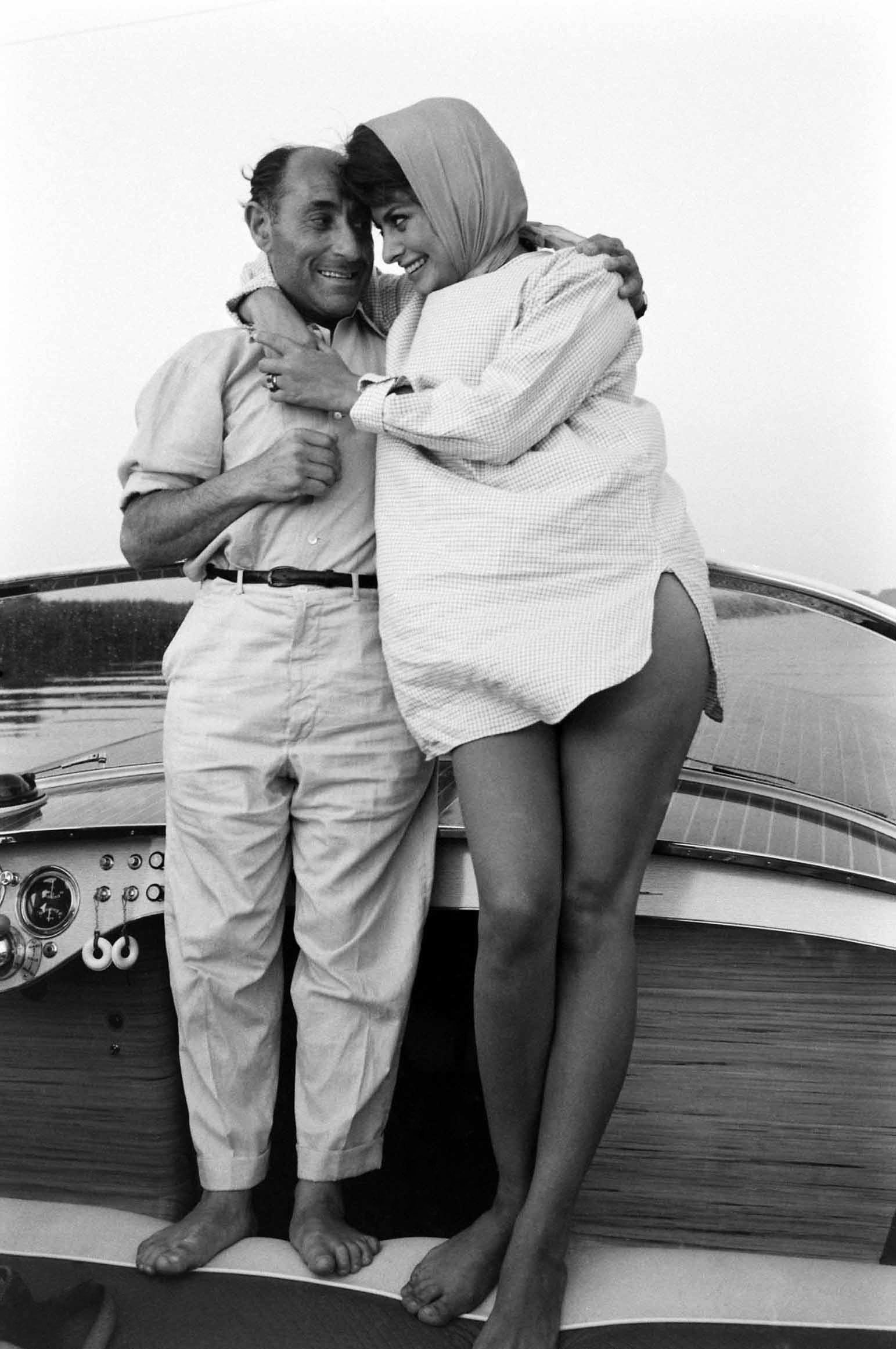 Sophia Loren and LIFE's Eisenstaedt during a boating jaunt off the coast of Naples, 1961.