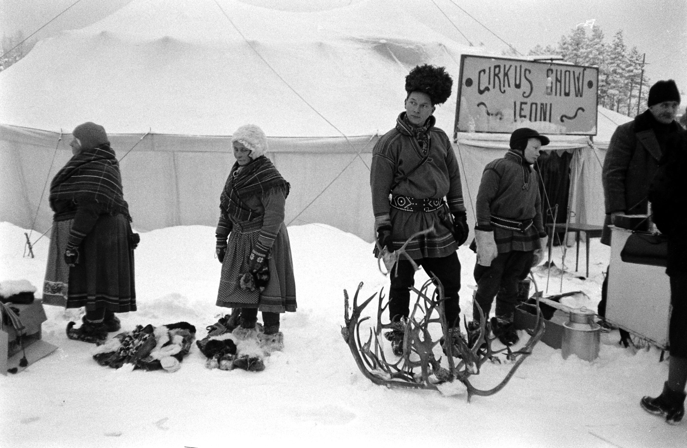 The 350th annual Sami Jokkmokk Market in Sweden, 1955.