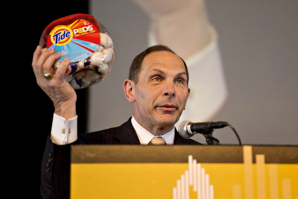 Bob McDonald, then the top executive of Procter &amp; Gamble, highlights P&amp;G's Tide Pod detergent in 2012. He's now secretary of the Department of Veterans Affairs. (Daniel Acker / Bloomberg via Getty Images)