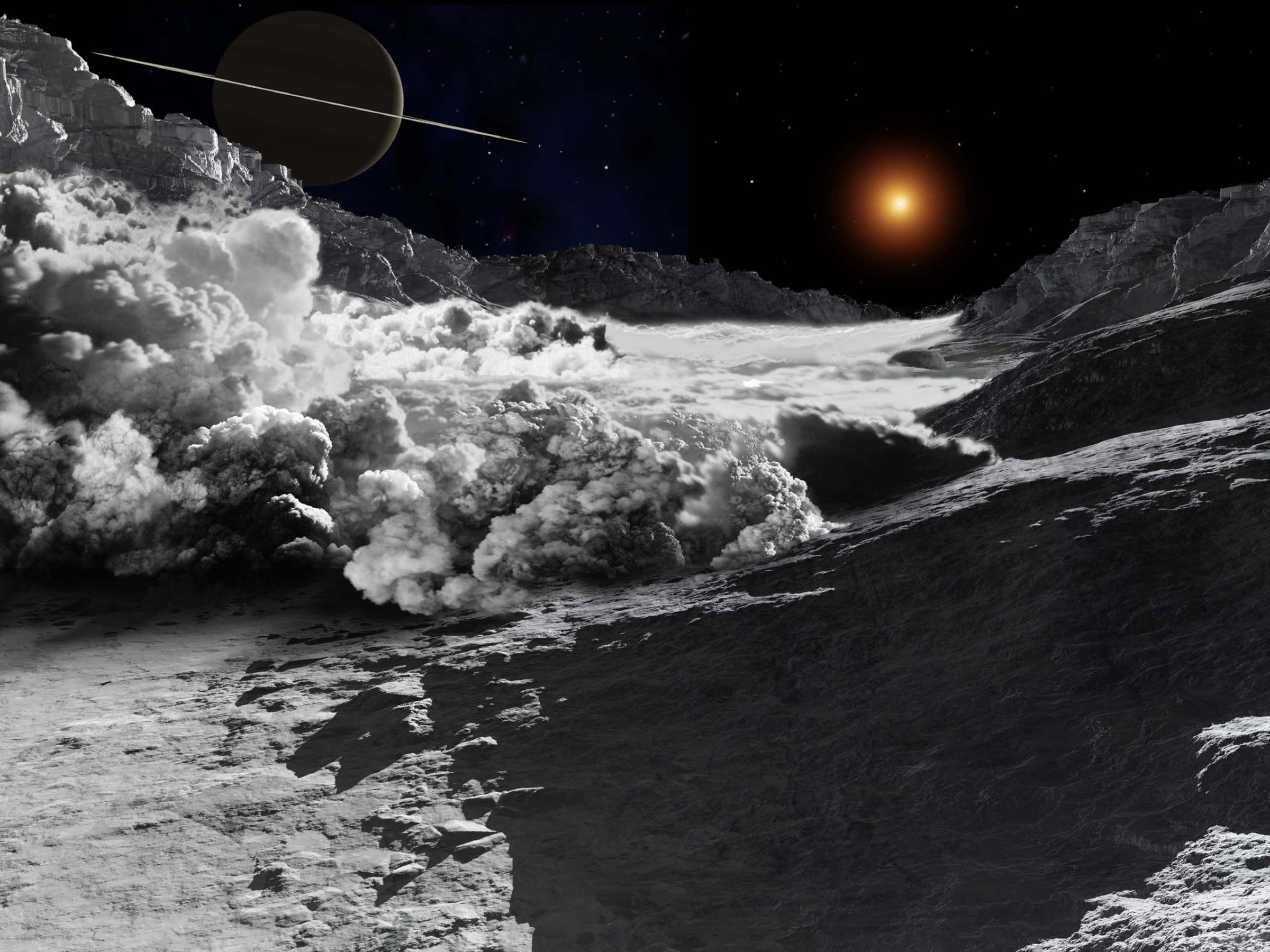 Avalanche on Iapetus, one of Saturn's moons