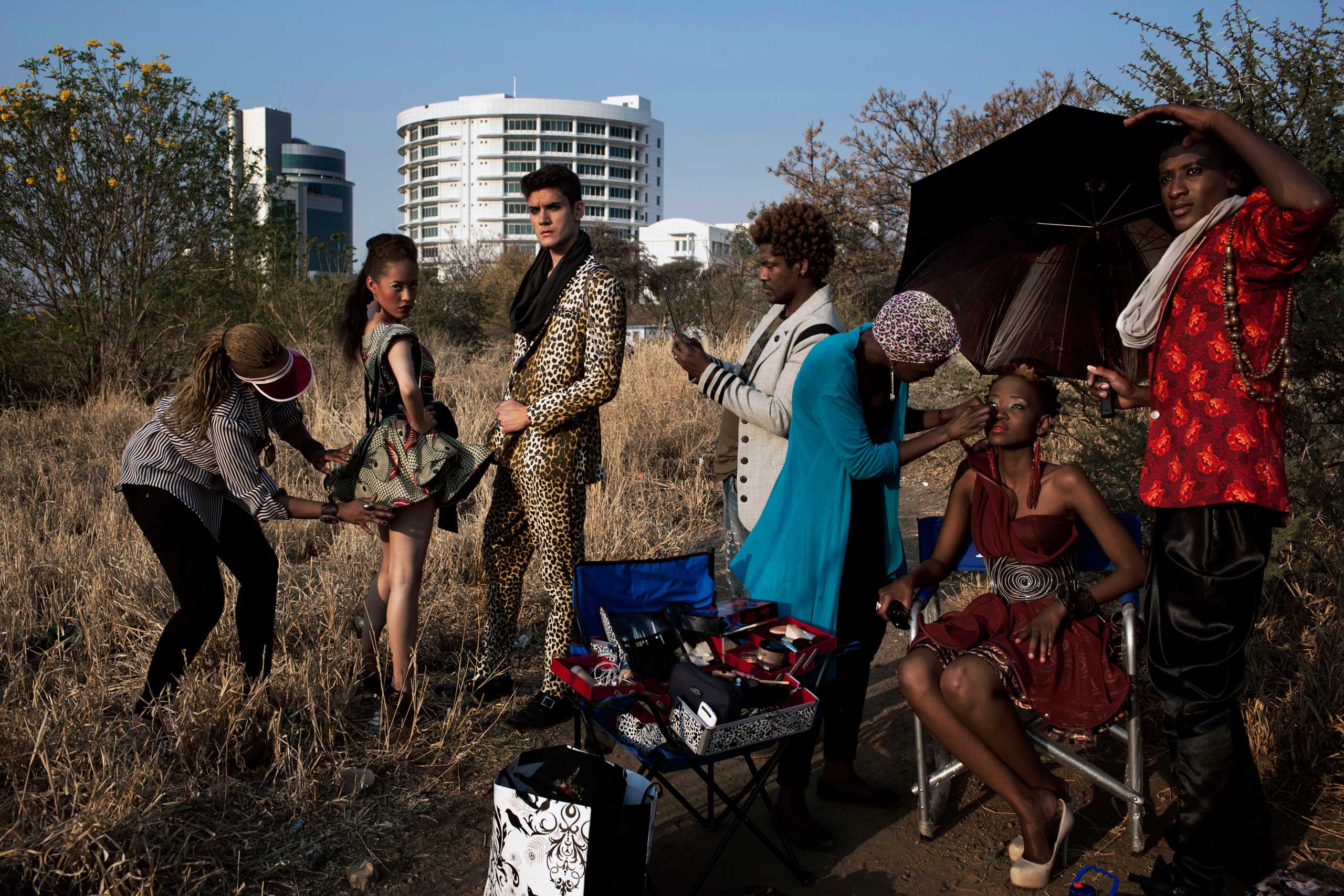 Fashion designer Blacktrash on a location shoot with his models on Aug. 28, 2012 in Gaborone, Botswana.