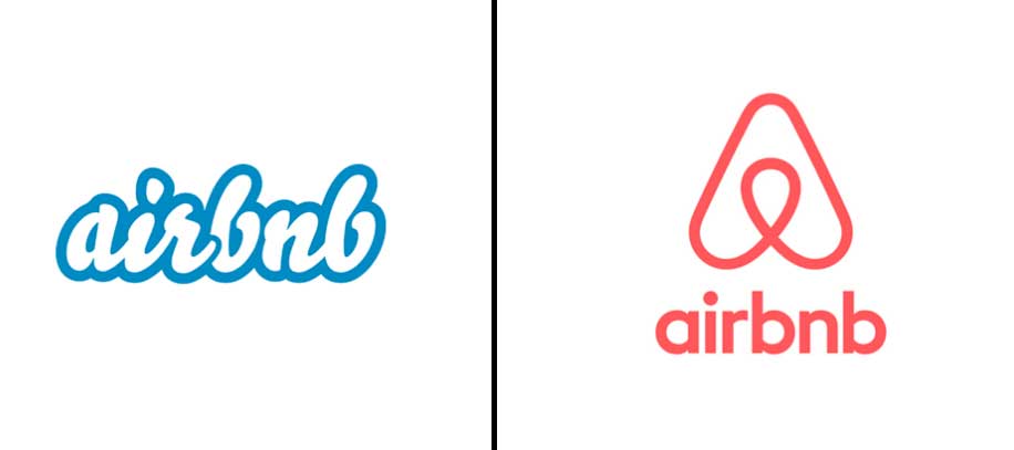 Left: Previous airbnb logo; Right: Updated logo as of July, 2014.