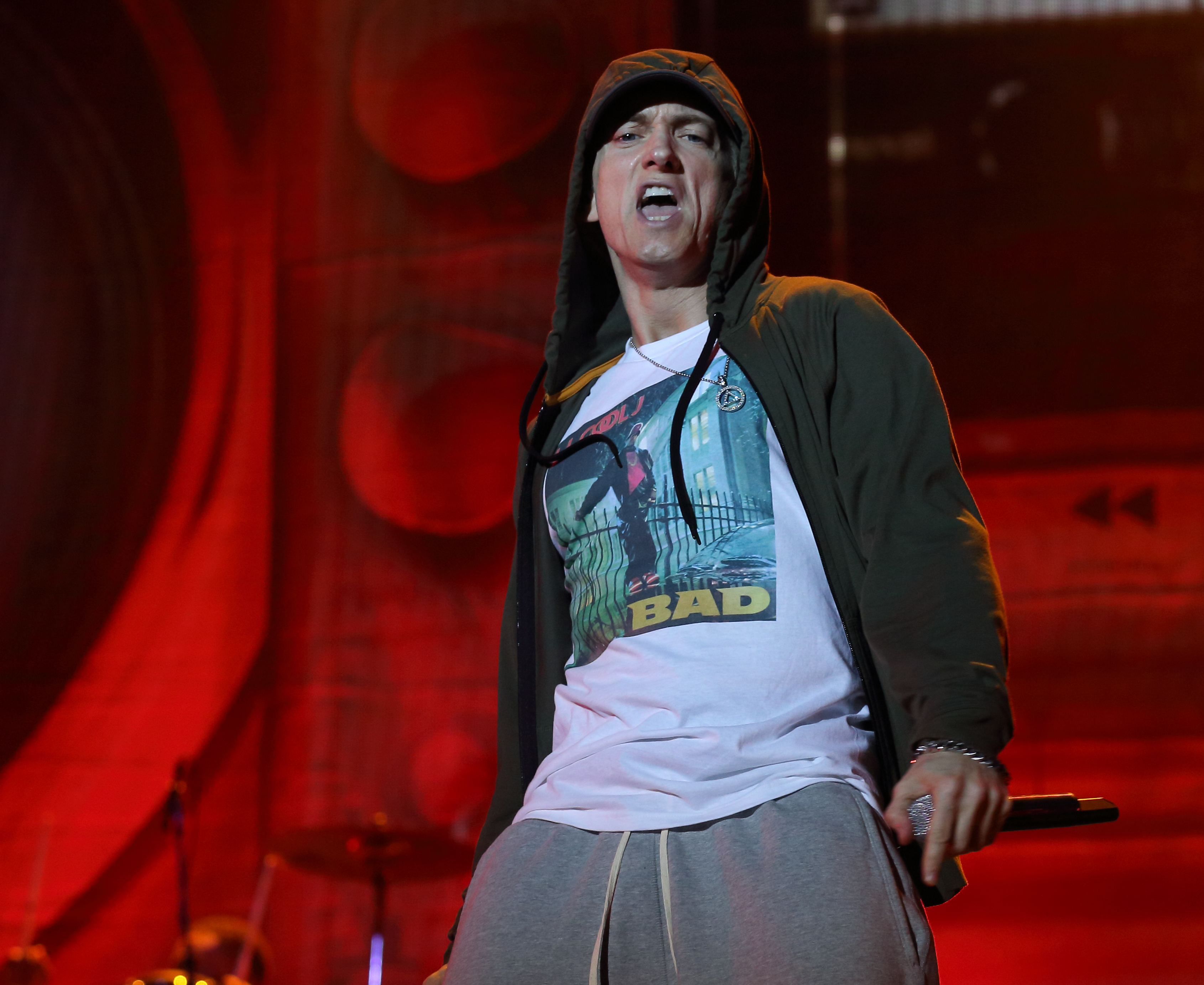 Eminem performs at Lollapalooza in Chicago's Grant Park on Friday, Aug. 1, 2014. (Steve C Mitchell—Invision/AP)