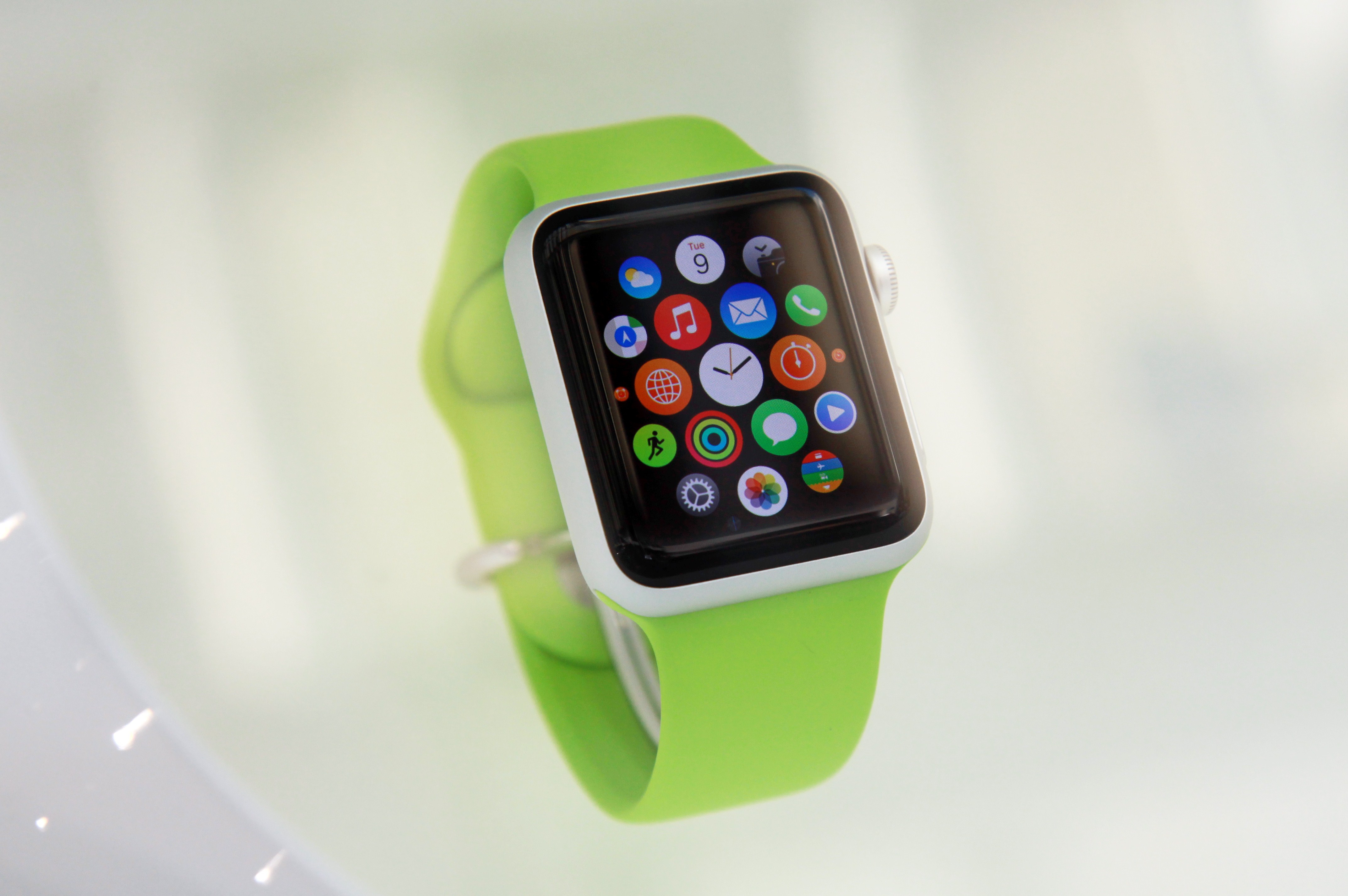 View of the Apple watch displayed in a shop on September 30, 2014. (Loic Venance&mdash;AFP/Getty Images)