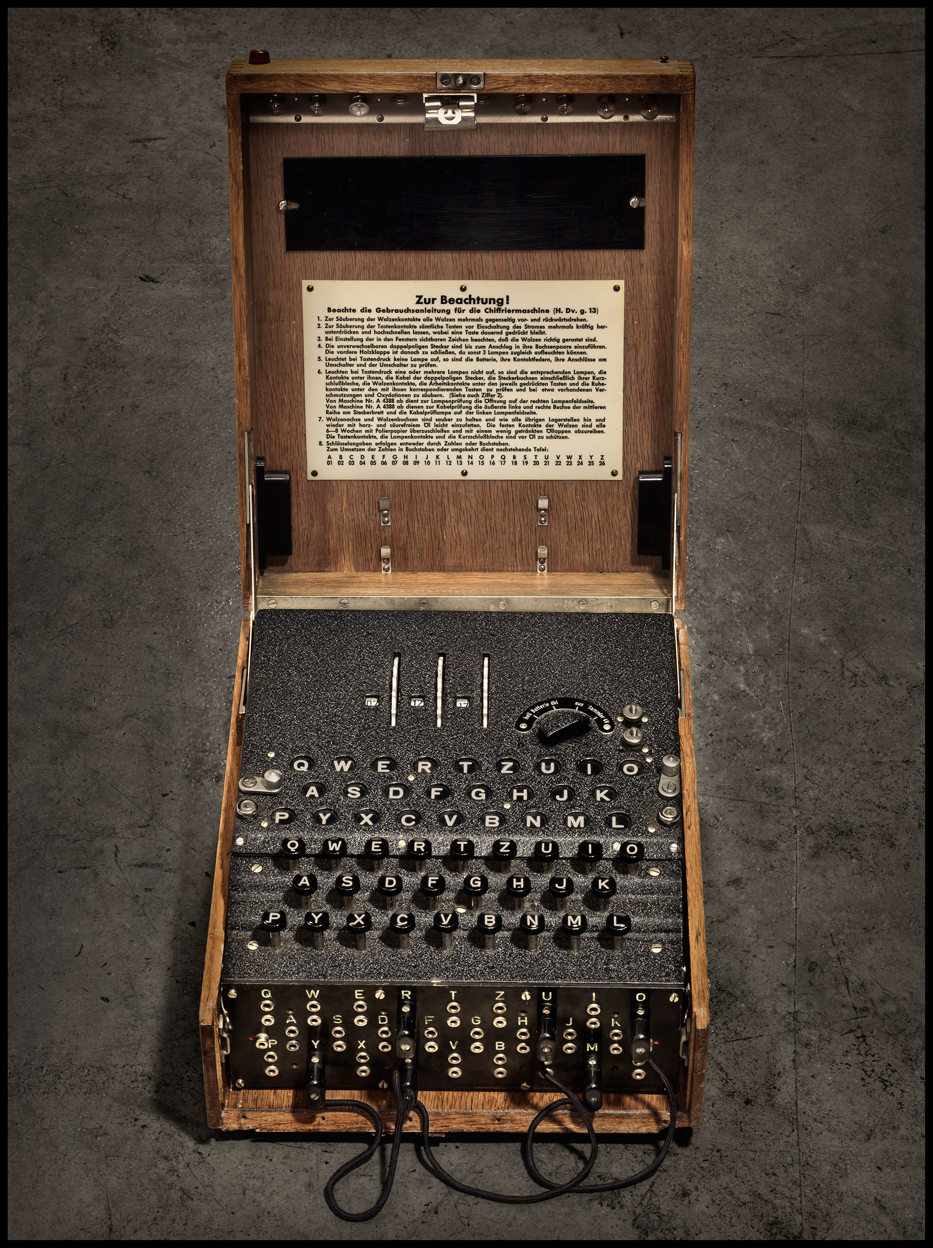 An Enigma machine courtesy of the Computer History Museum in Mountain View, California.