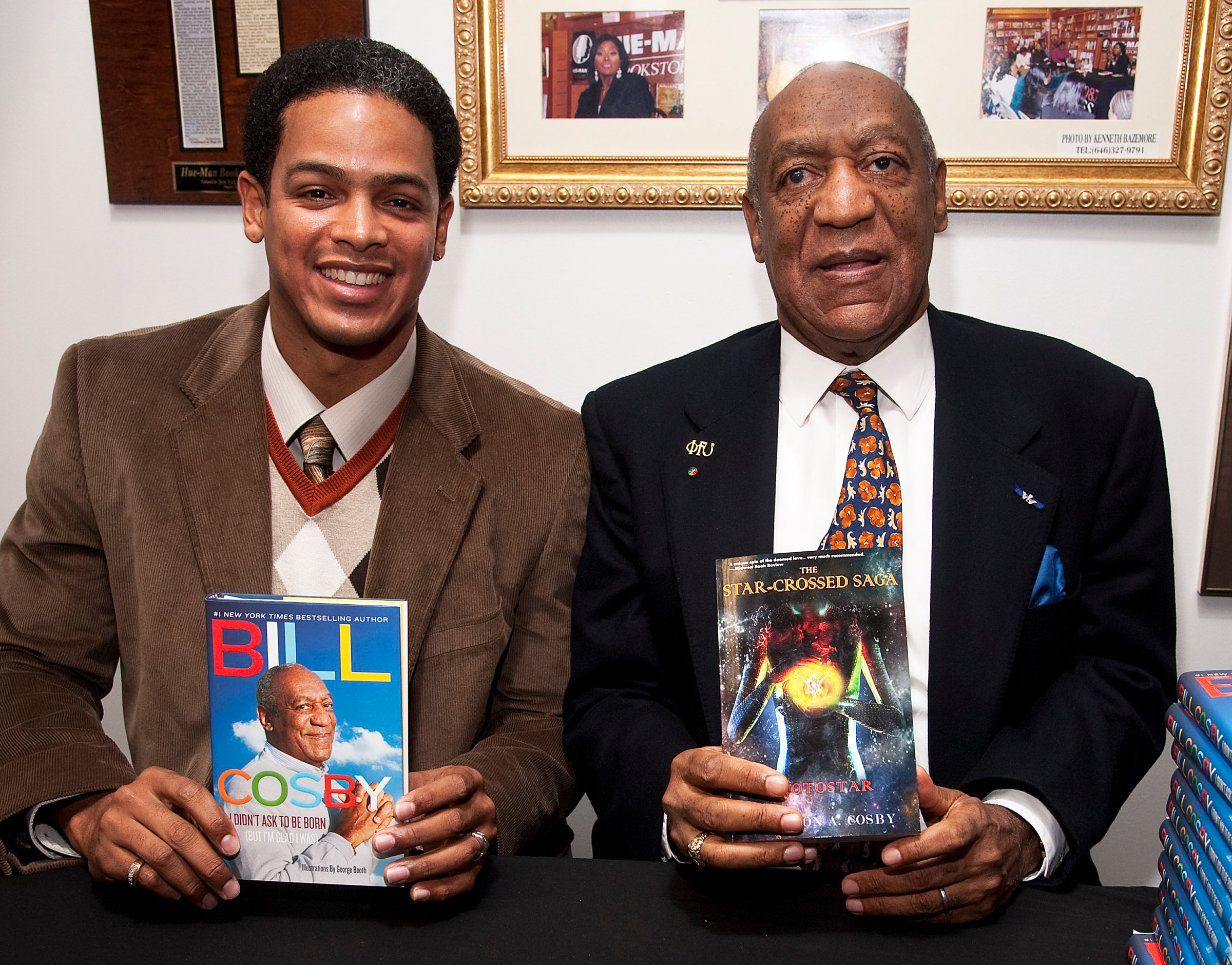 Braxton A. Cosby promotes his book "The Star-Crossed Saga Prostar" while his uncle Bill Cosby promotes "I Didn't Ask To Be Born: (But I'm Glad I Was)" at Hue-Man Bookstore & Cafe on Jan. 18, 2012 in New York,.