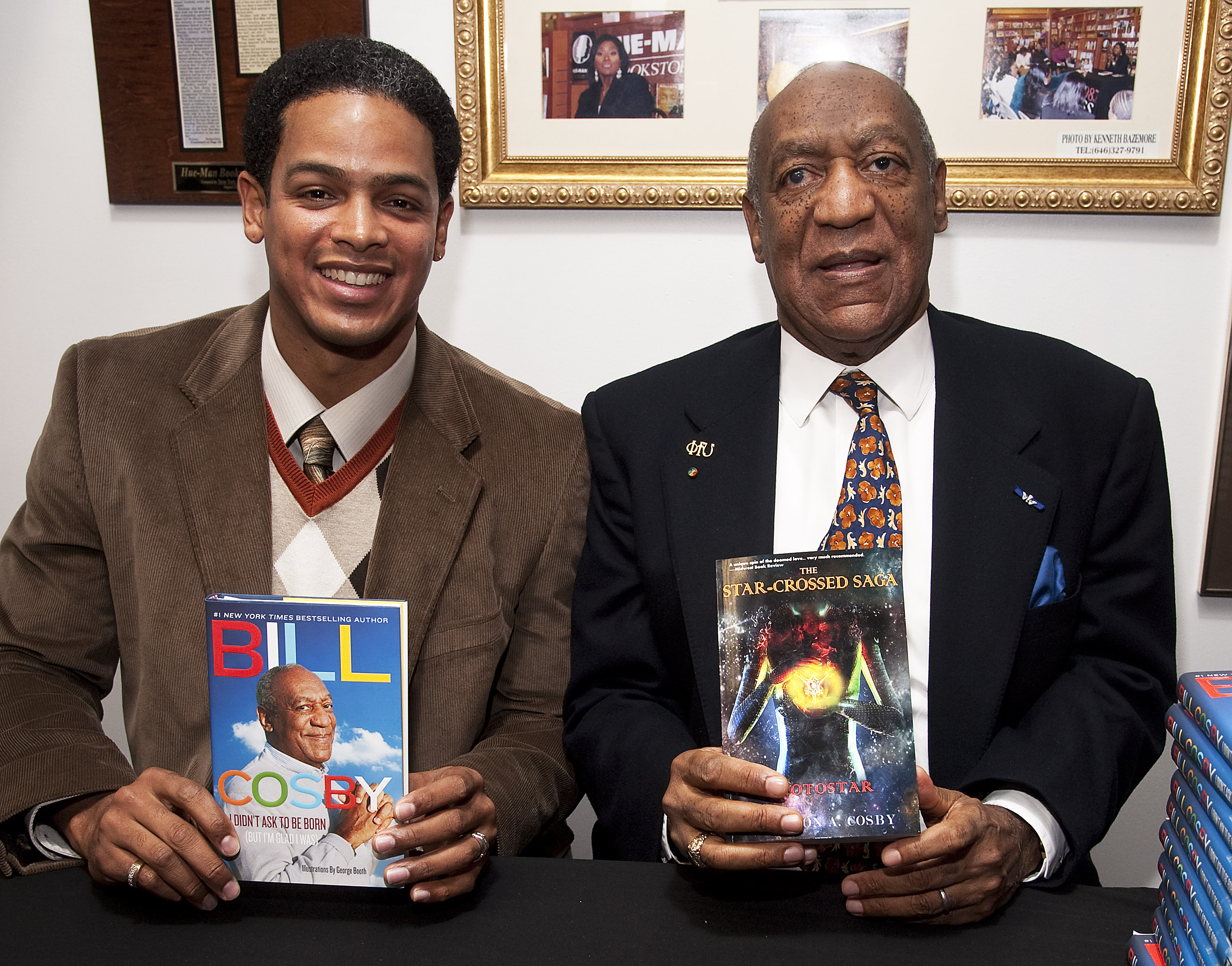 Braxton A. Cosby promotes his book "The Star-Crossed Saga Prostar" while his uncle Bill Cosby promotes "I Didn't Ask To Be Born: (But I'm Glad I Was)" at Hue-Man Bookstore &amp; Cafe on Jan. 18, 2012 in New York,.