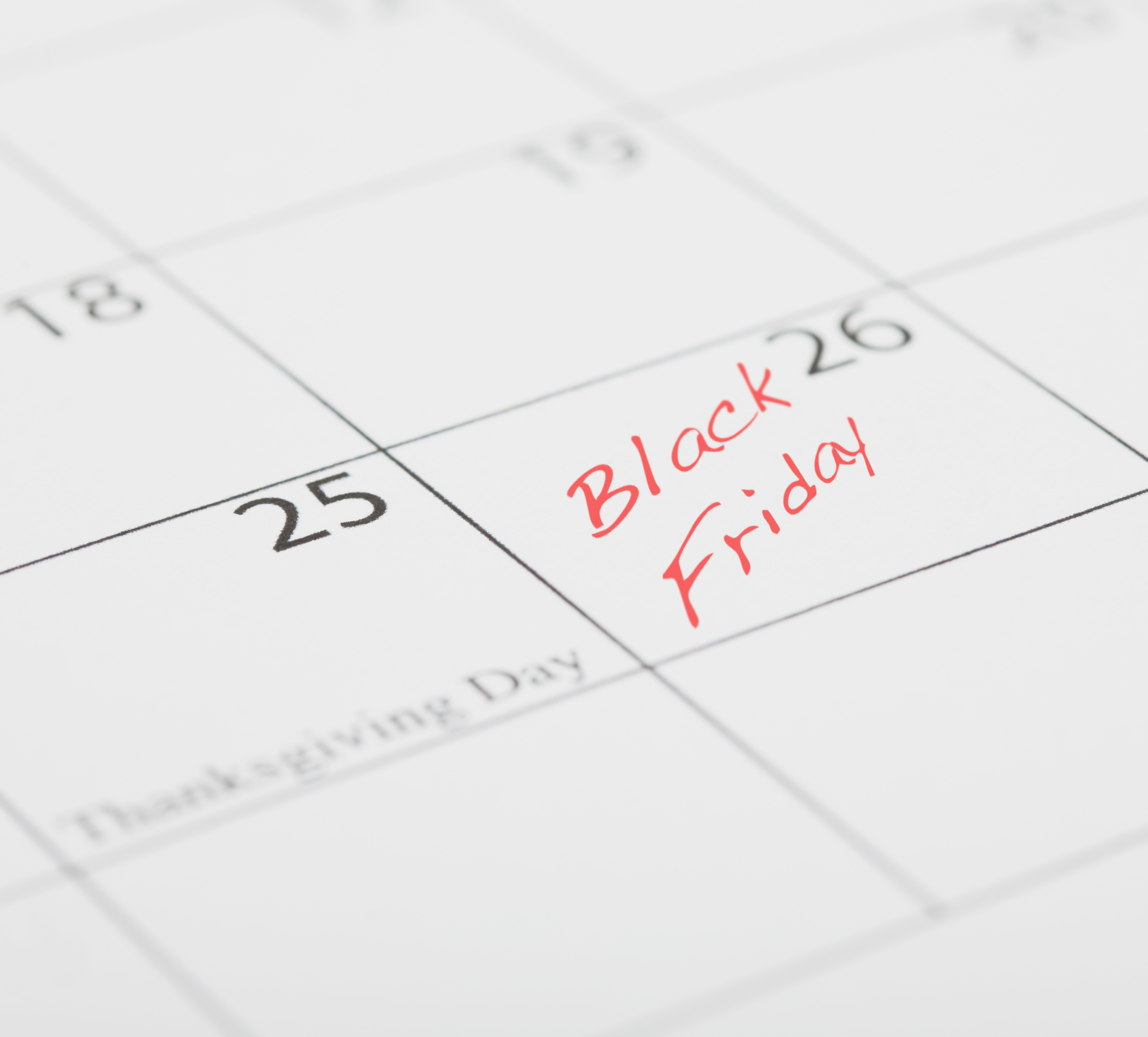 Black Friday message on calendar