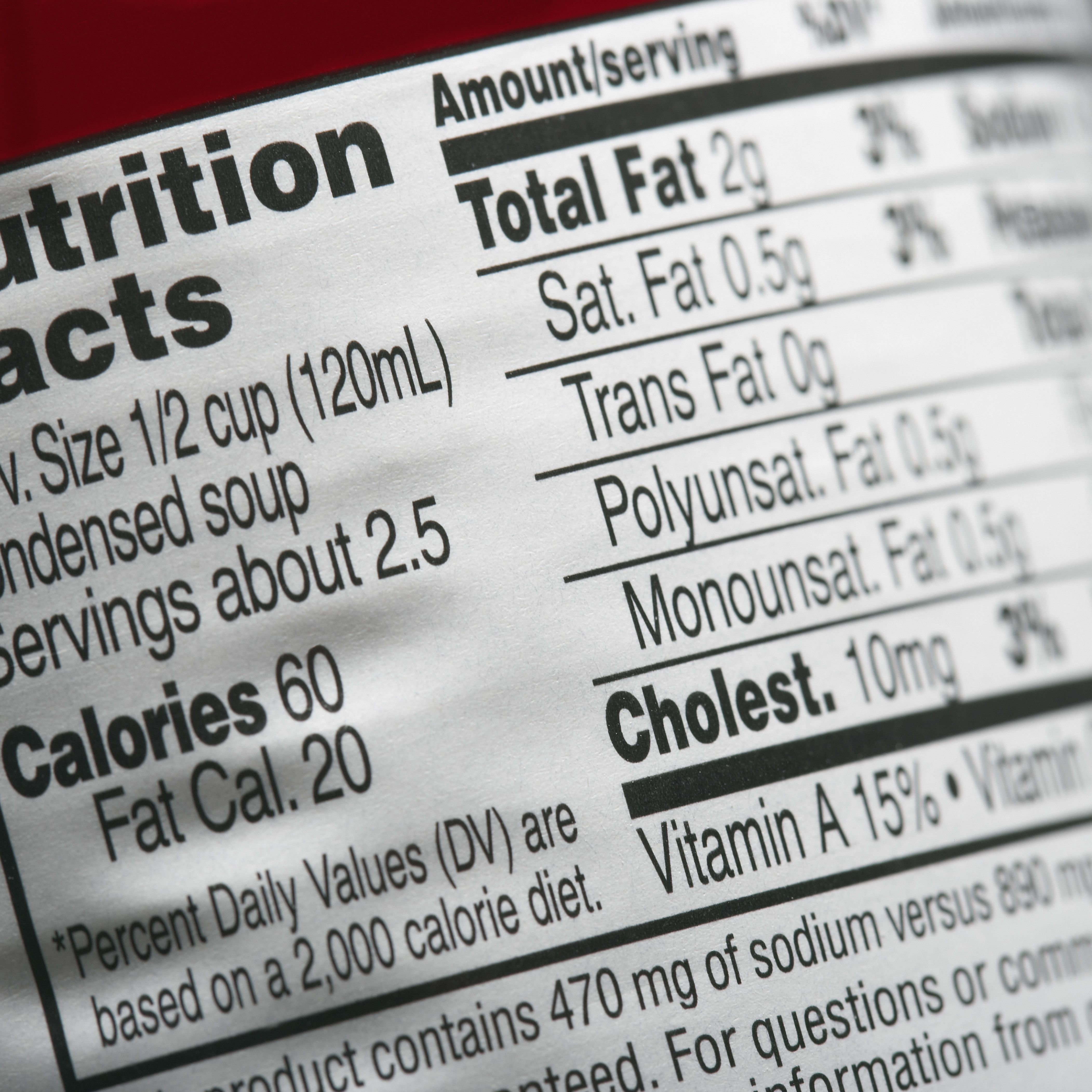 Nutritional Information Label