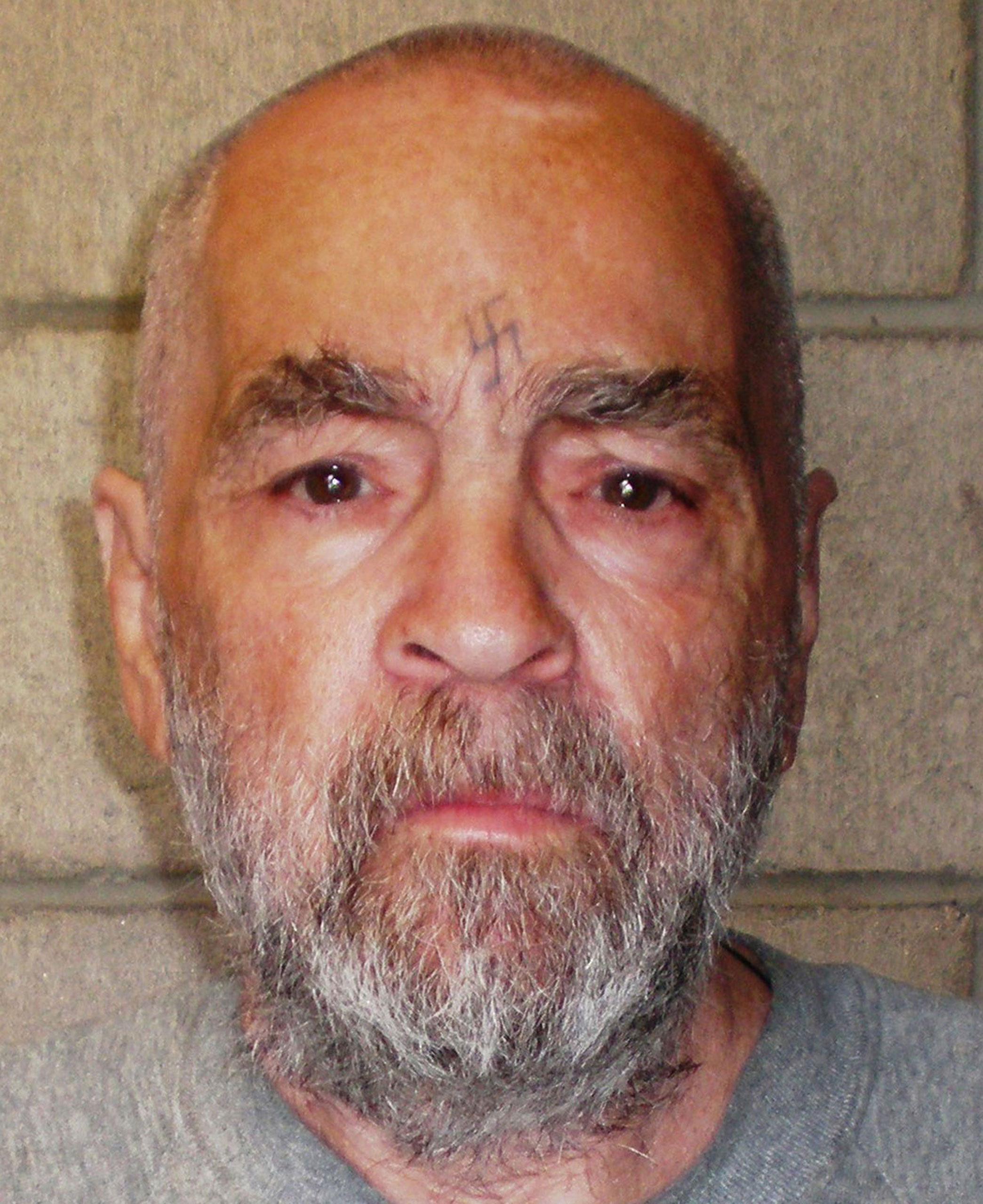 Manson, age 74, at Corcoran State Prison in California on March 18, 2009. The picture was taken as a regular update of the prison's files.