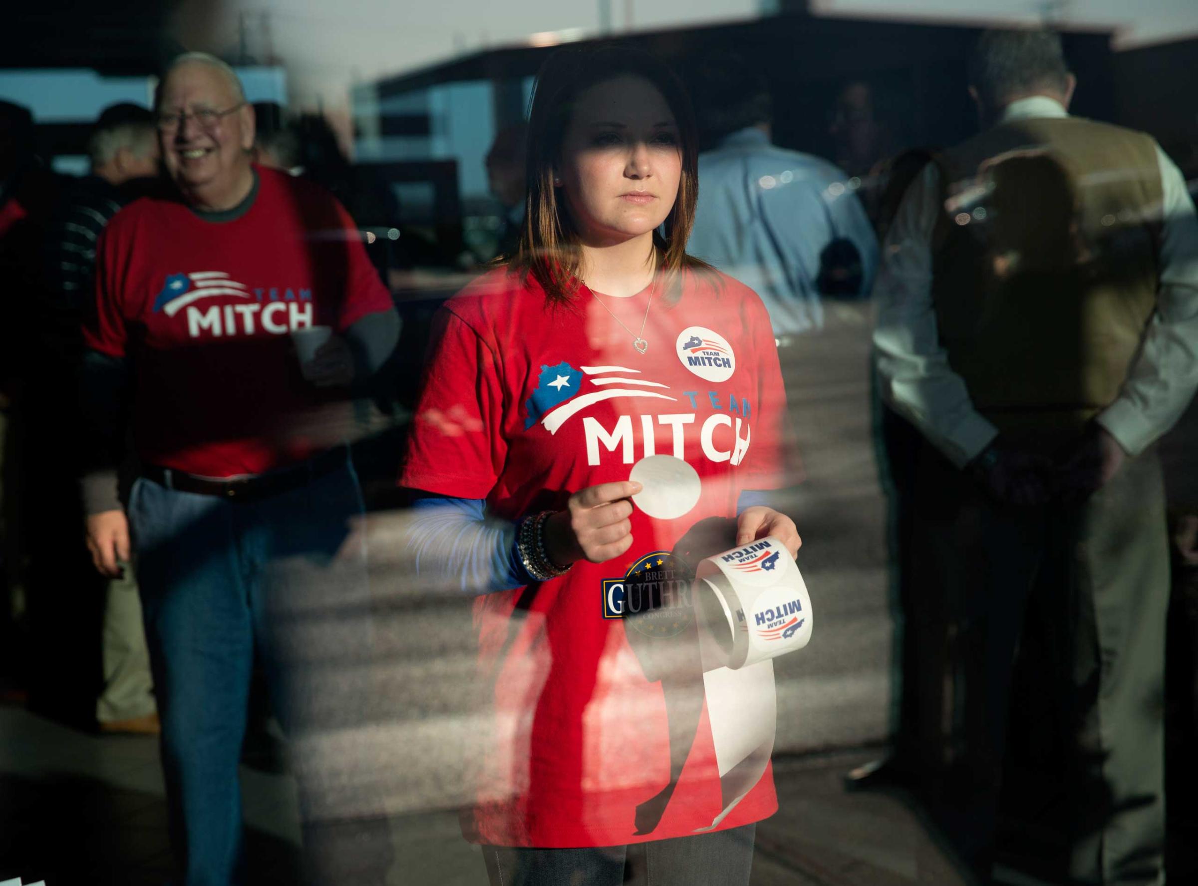 Supporters of Sen. Mitch McConnell attend a campaign rally at Bowling Green-Warren Co. Regional Airport in Bowling Green, Ky. on Nov. 3, 2014.