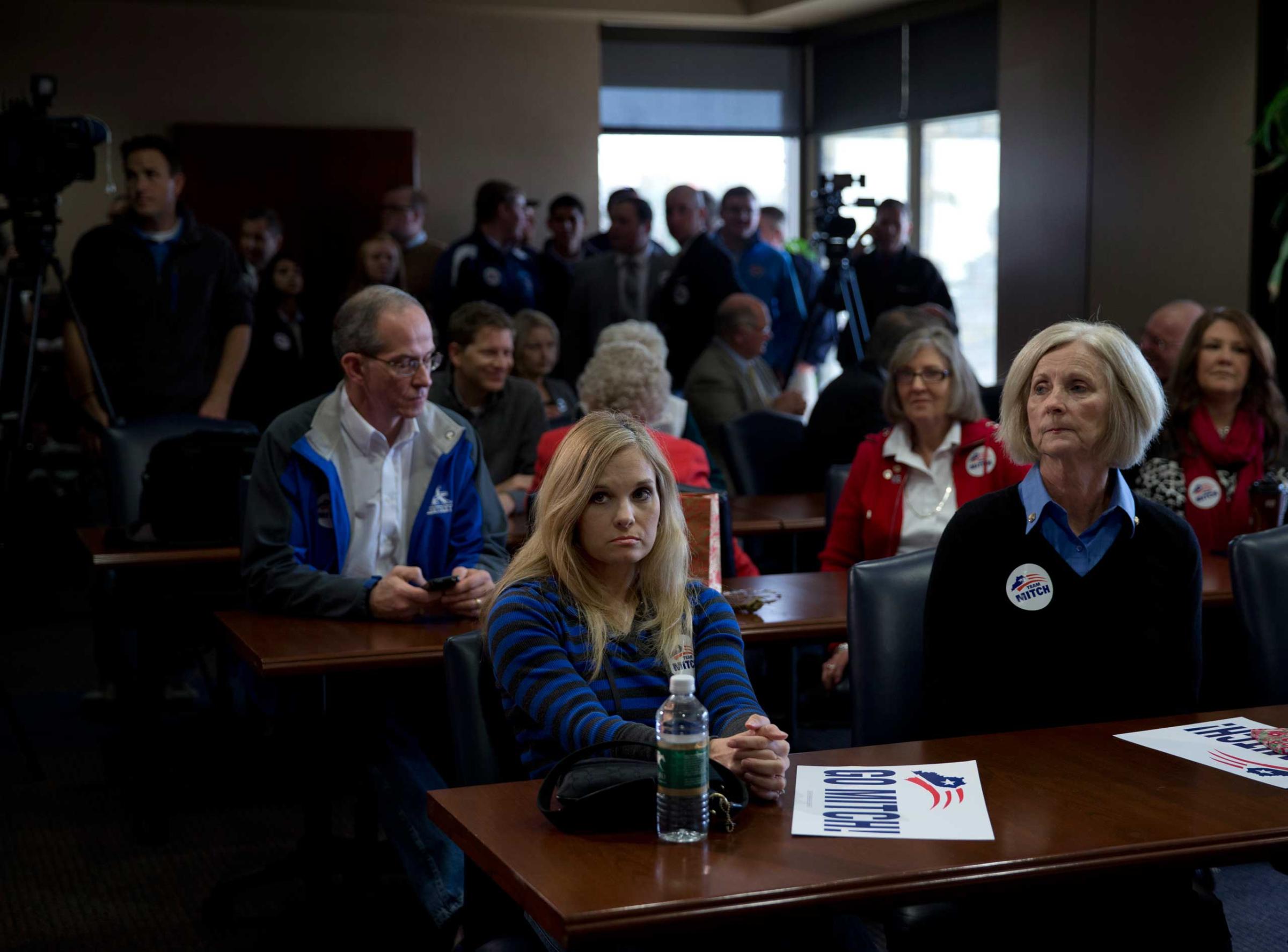 Supporters of Sen. Mitch McConnell are seen at a campaign rally at Bluegrass Airport in Lexington, Ky. on Nov. 3, 2014.