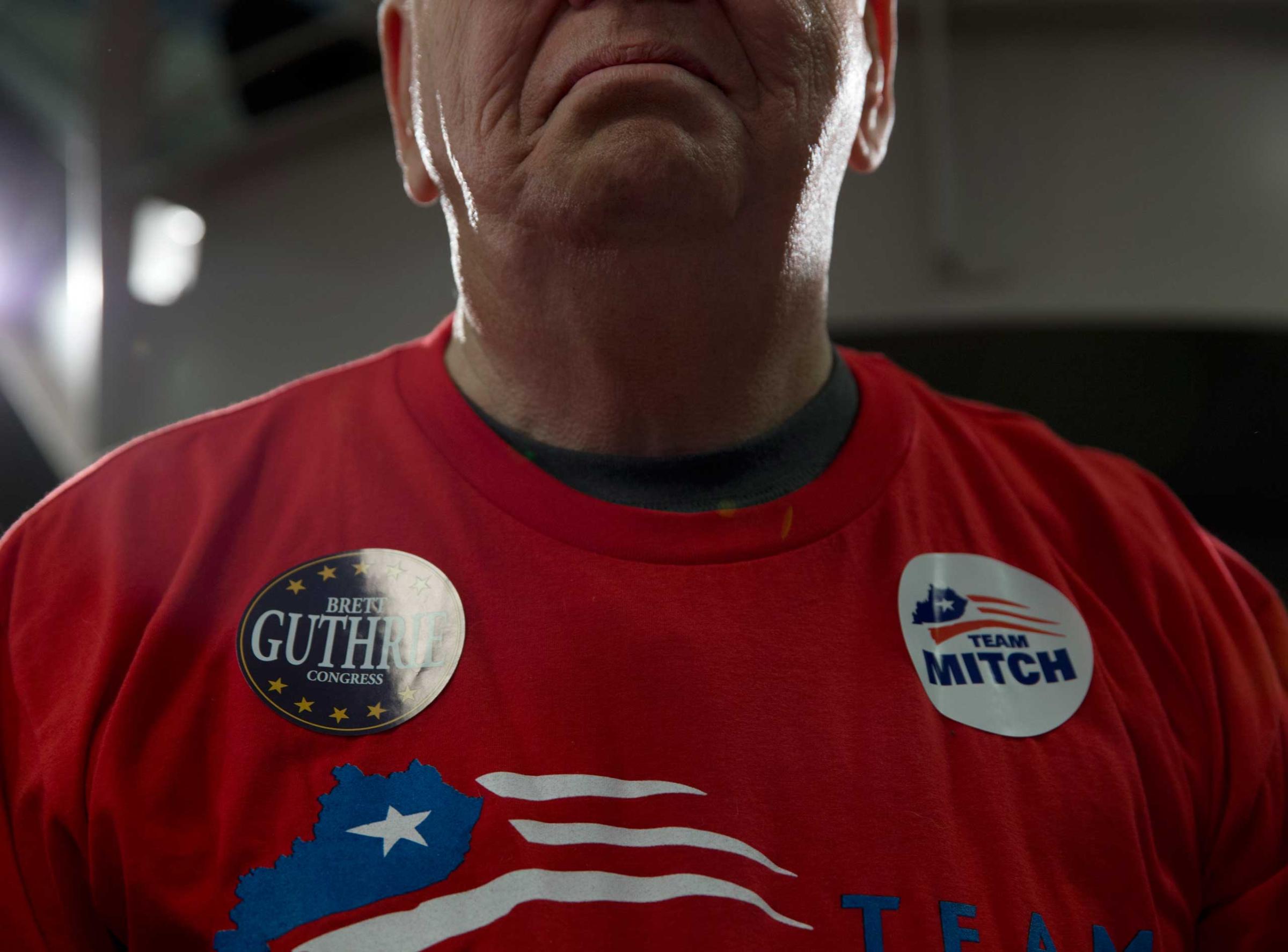 A supporter of Sen. Mitch McConnell is seen at a campaign rally at Bowling Green-Warren Co. Regional Airport in Bowling Green, Ky. on Nov. 3, 2014.