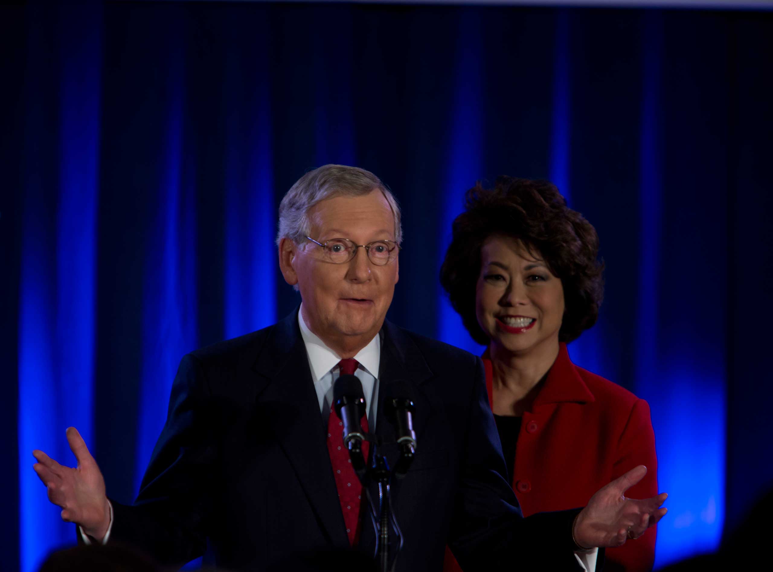 Sen. Mitch McConnell at his election night celebration in Louisville, Ky. on Nov. 4, 2014. (Christopher Morris—VII for TIME)