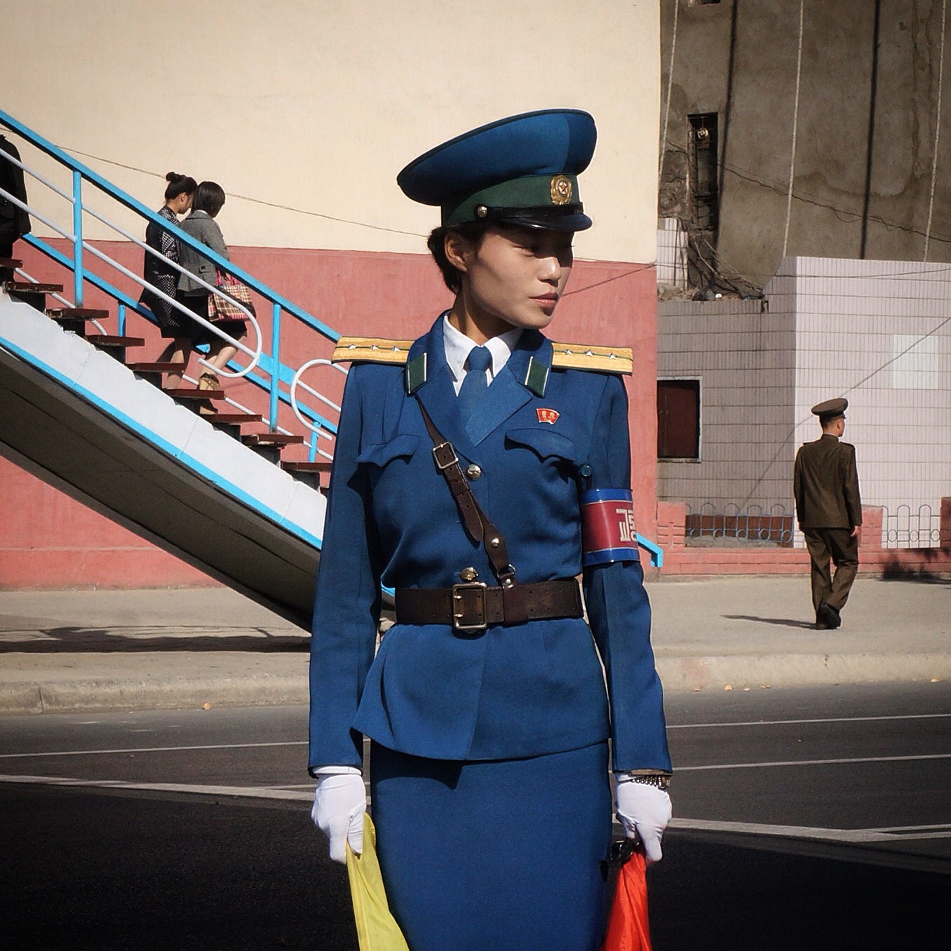 Pyongyang traffic police, with attitude.