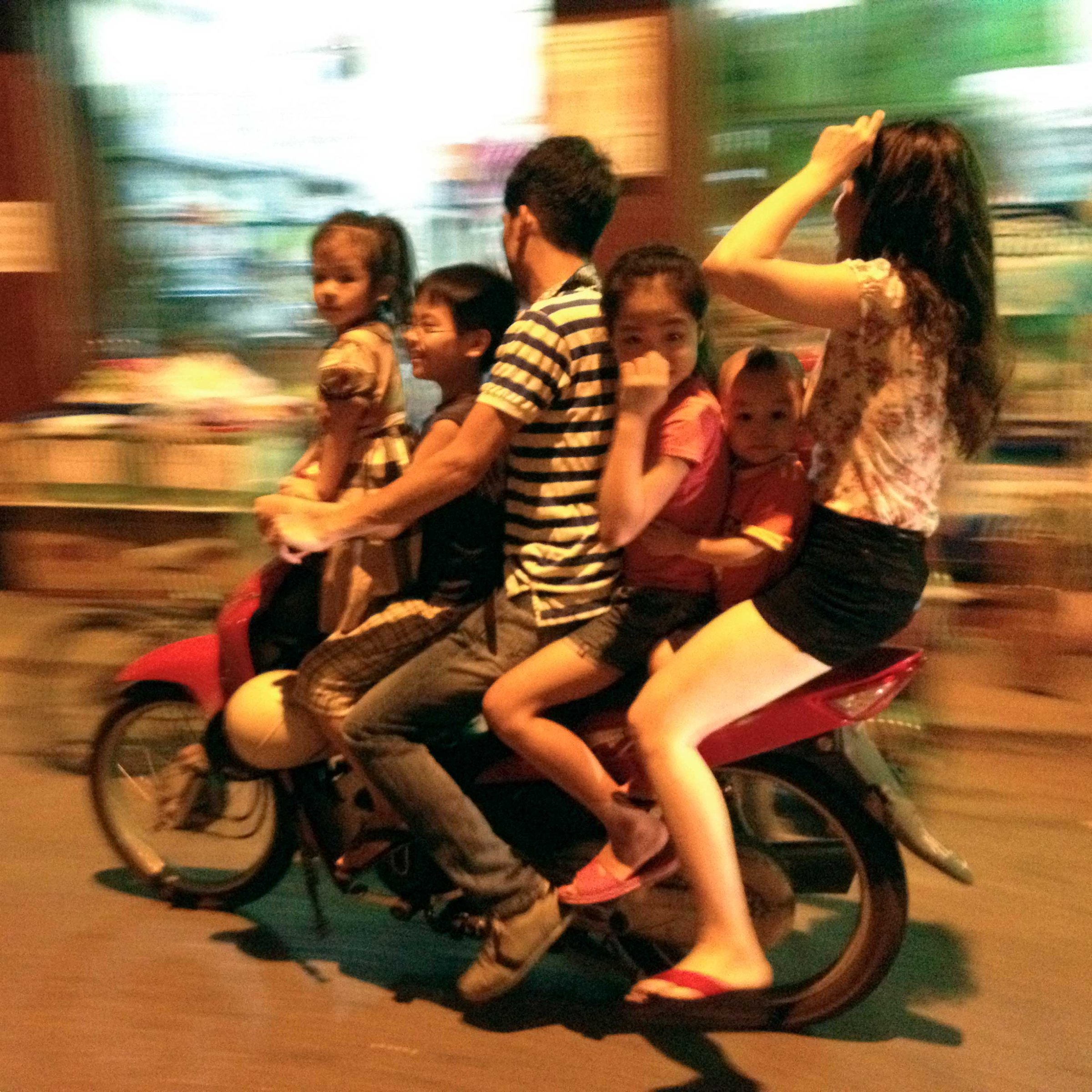 A street scene of summer night at old quarter in Hanoi, Vietnam.