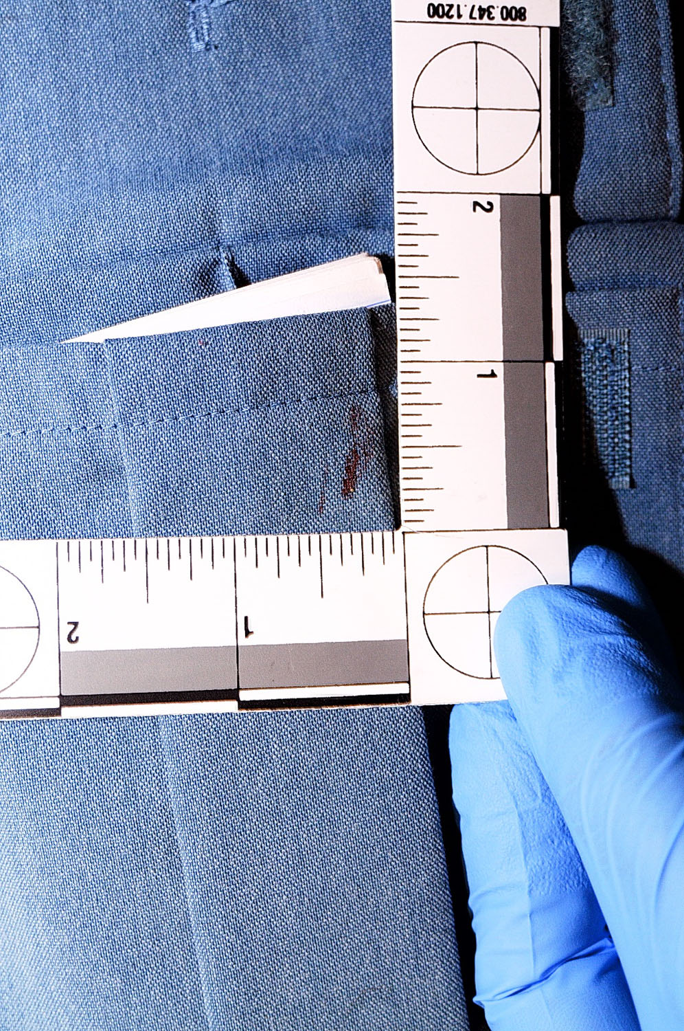 Evidence left on the breast pocket of Wilson's uniform following the shooting of Michael Brown