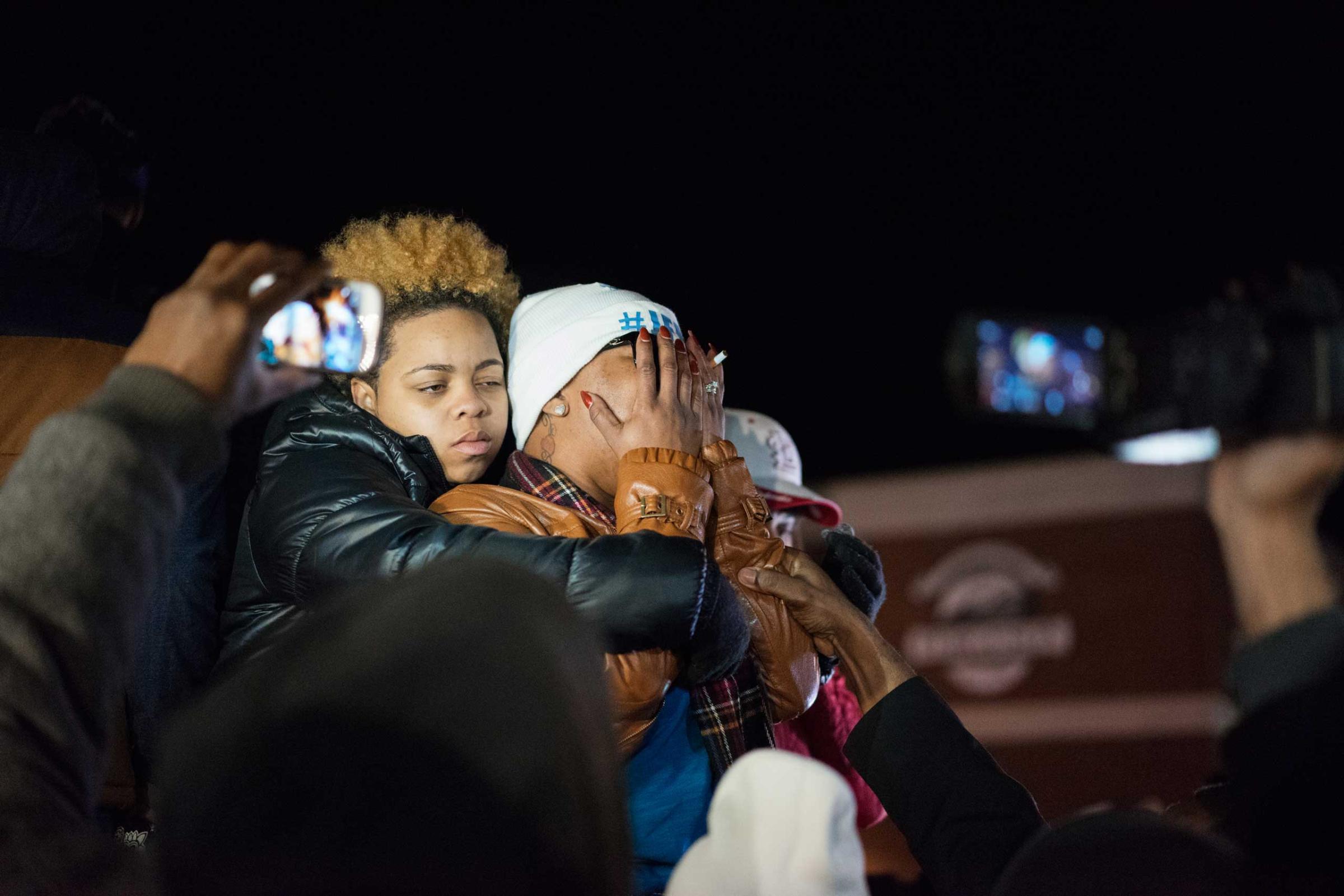 Lesley McSpadden Michael Brown's mother and other protestors demonstrate amidst tear gas and smoke in Ferguson, Mo. on Nov. 24, 2014