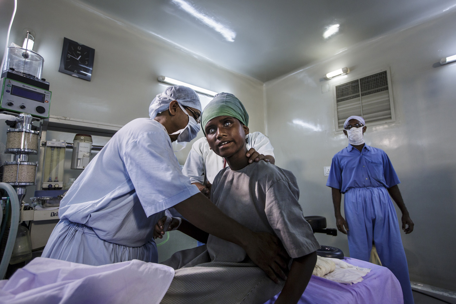 Sonia Singh is prepared for cataract surgery at the Vivekananda Mission Hospital, Oct. 23, 2013 in Purba, Medinipur, West Bengal, India.