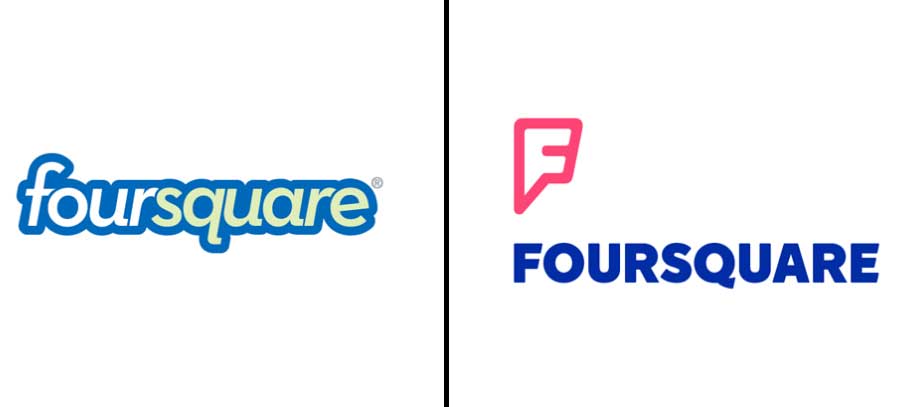Left: Previous Foursquare; Right: Updated logo as of July, 2014.