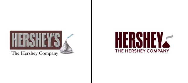 Left: Previous Hershey's logo; Right: Updated Hershey logo as of Aug. 2014.