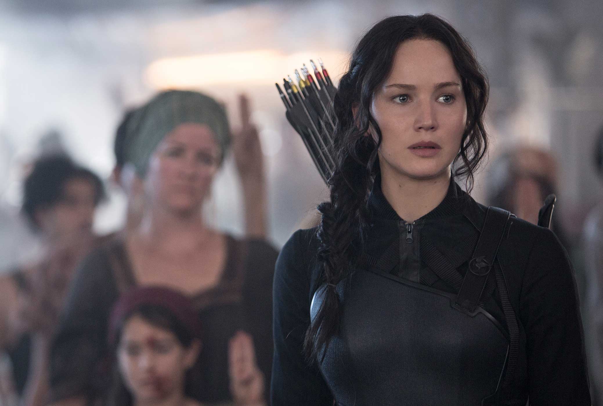 Jennifer Lawrence as Katniss Everdeen in <i>The Hunger Games: Mockingjay, Part 1</i> (Murray Close—Lionsgate)