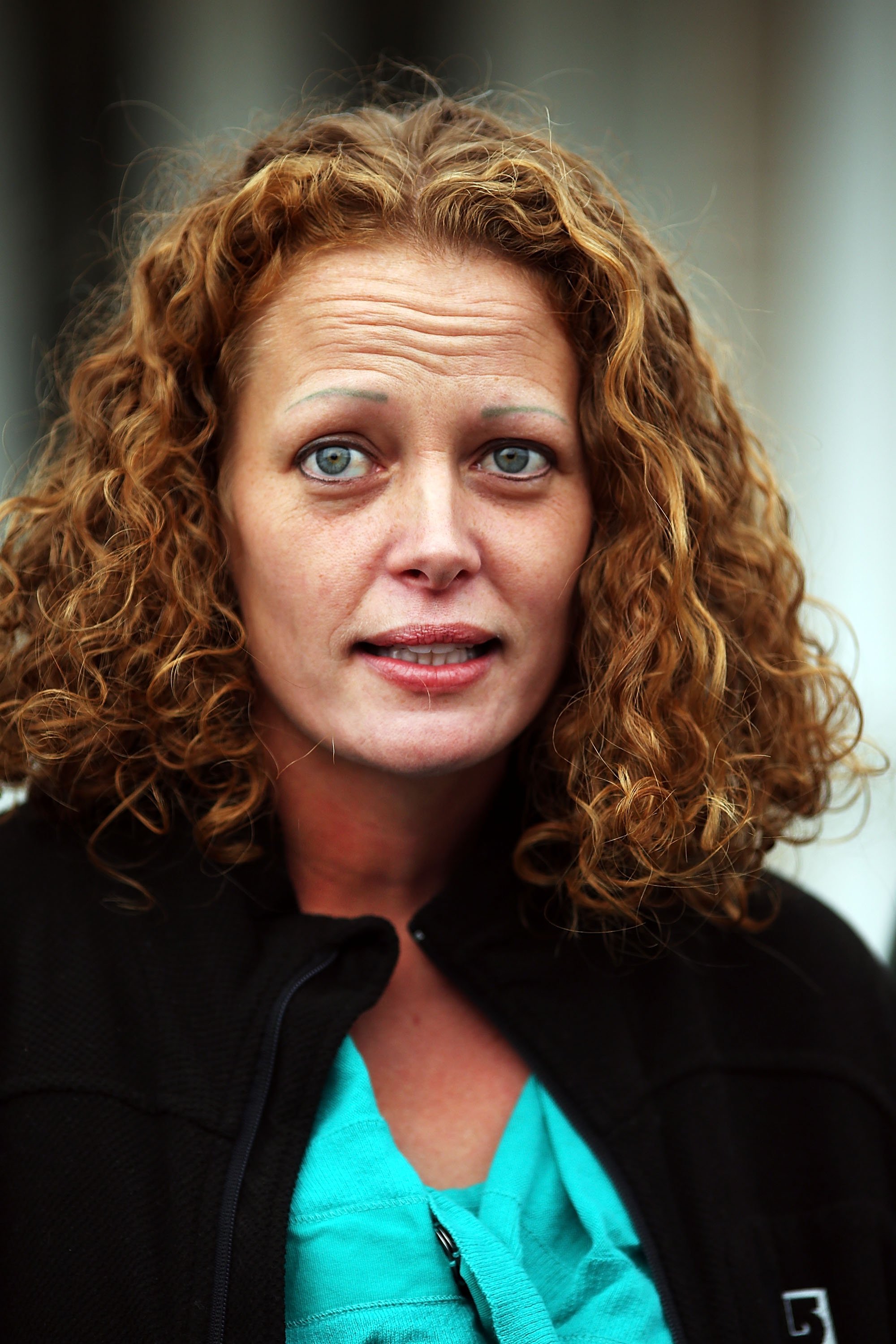 Kaci Hickox gives a statement to the media in front of her home on October 31, 2014 in Fort Kent, Maine. (Spencer Platt—Getty Images)