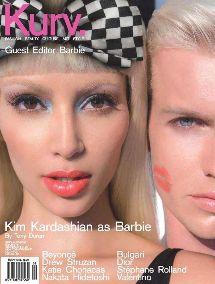 Two of America's biggest style icons met in 2009 when Kim Kardashian dressed up like Barbie, who  guest edited  an issue of Australia's Kurv magazine. But it's no surprise the star would say yes to a magazine that starts with the letter K.