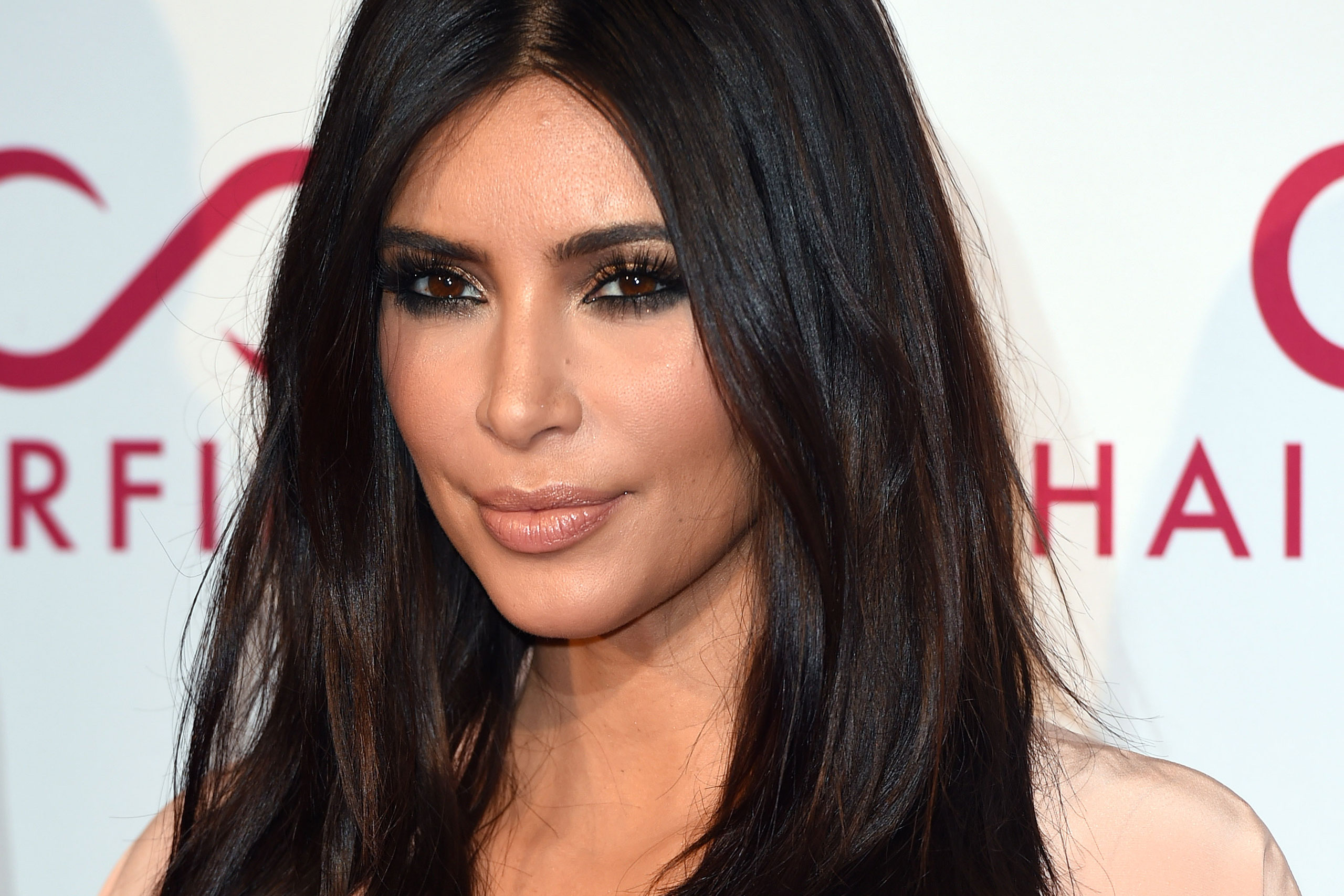 Kim Kardashian attends the Hairfinity UK Launch Party on Nov. 8, 2014 in London.