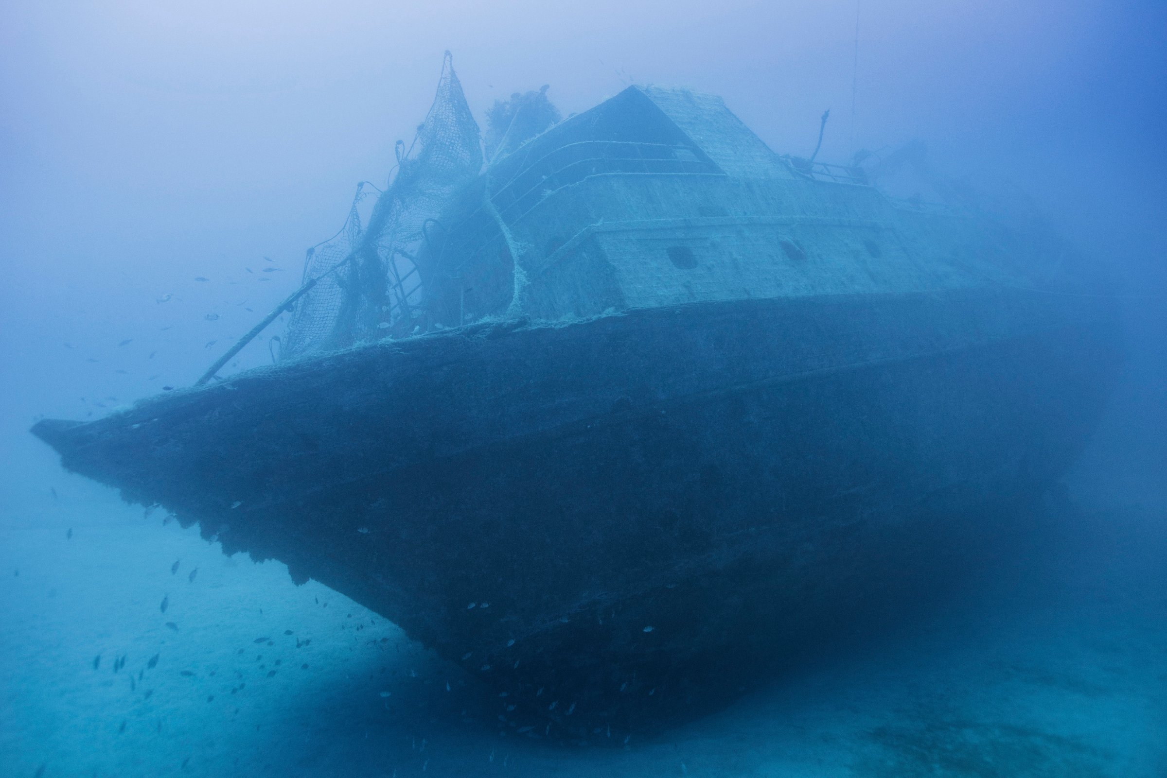 The shipwreck of the 66-foot-long fishing boat that sank off the coast of Lampedusa, Italy, lies at a depth of 164 ft. on the seabed, on Sept. 22, 2014. The tragedy that happened a year ago on Oct. 3, 2013 killed 366 migrants from North Africa.