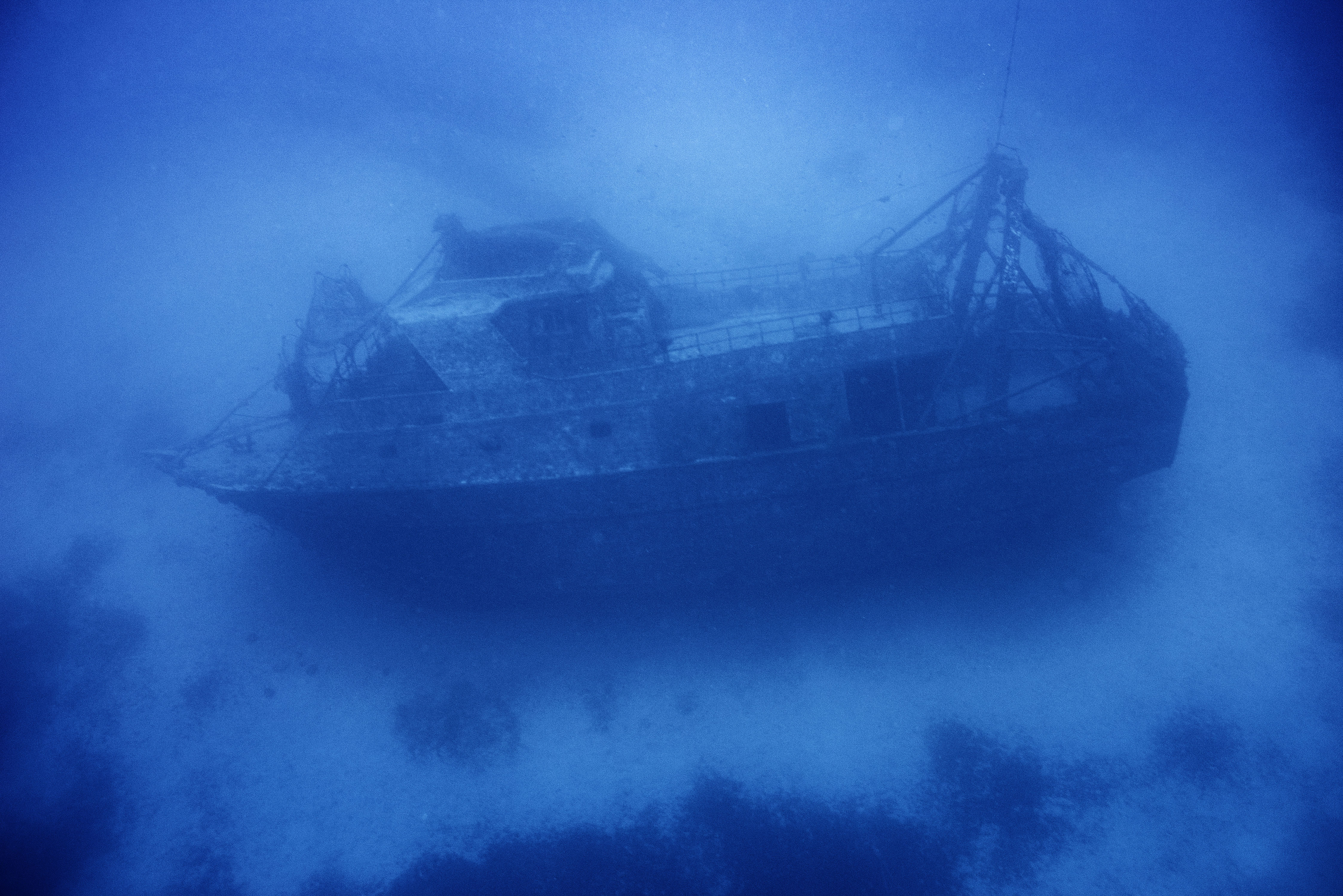 The shipwreck of the 66-foot-long fishing boat that sank off the coast of the Italian island of Lampedusa lies at a depth of 164 ft. on the seabed, on Sept. 22, 2014. The tragedy that happened a year ago on Oct. 3, 2013 killed 366 migrants from North Africa.