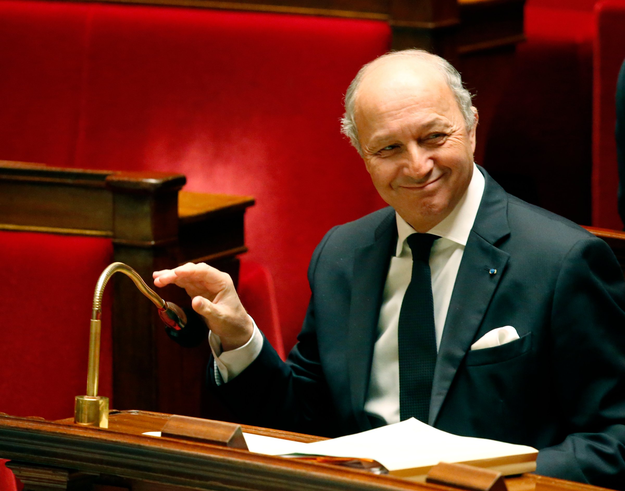 French Foreign Minister Laurent Fabius during a debate on the recognition of the Palestinian at the French Parliament in Paris on Nov. 28, 2014.