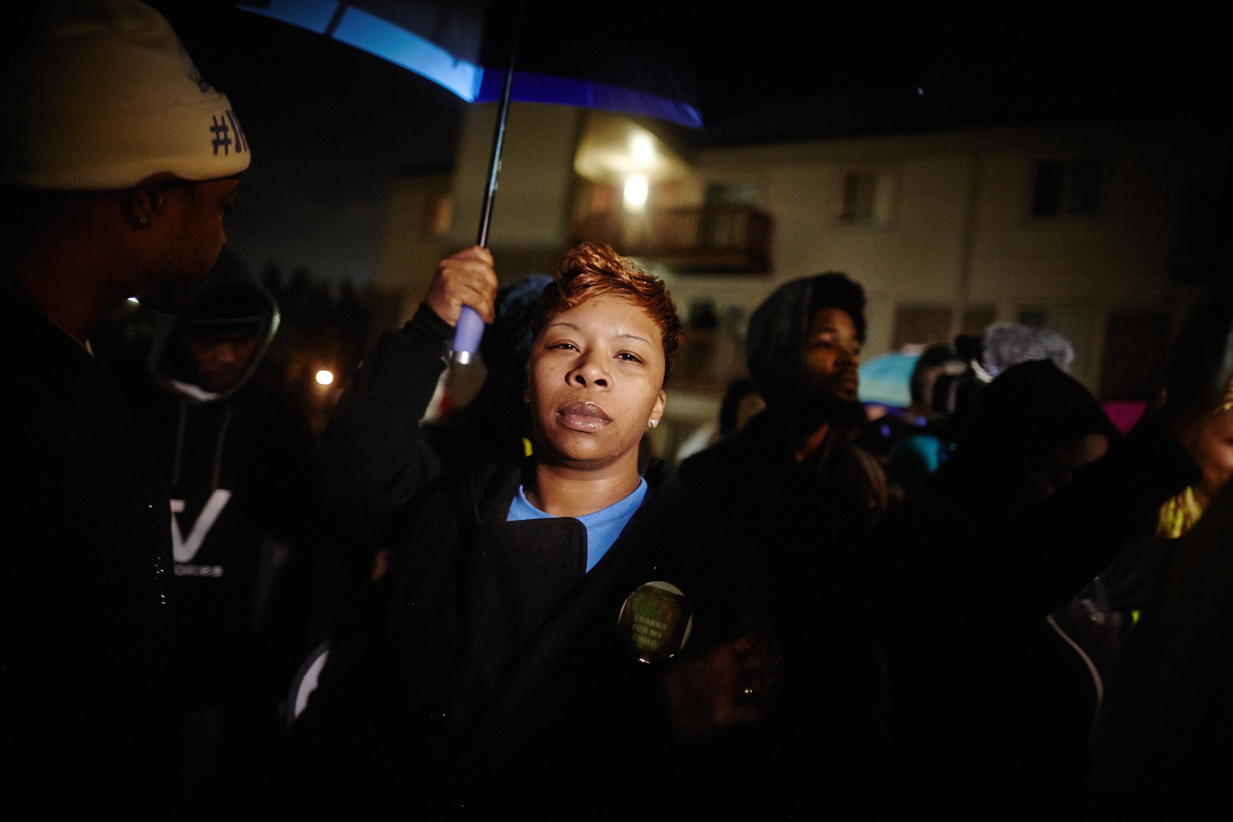Lesley McSpadden, the mother of slain Ferguson teen Michael Brown talks to a crowd of protesters in advance of the Grand Jury verdict on police officer Darren Wilson on Nov. 22, 2014.