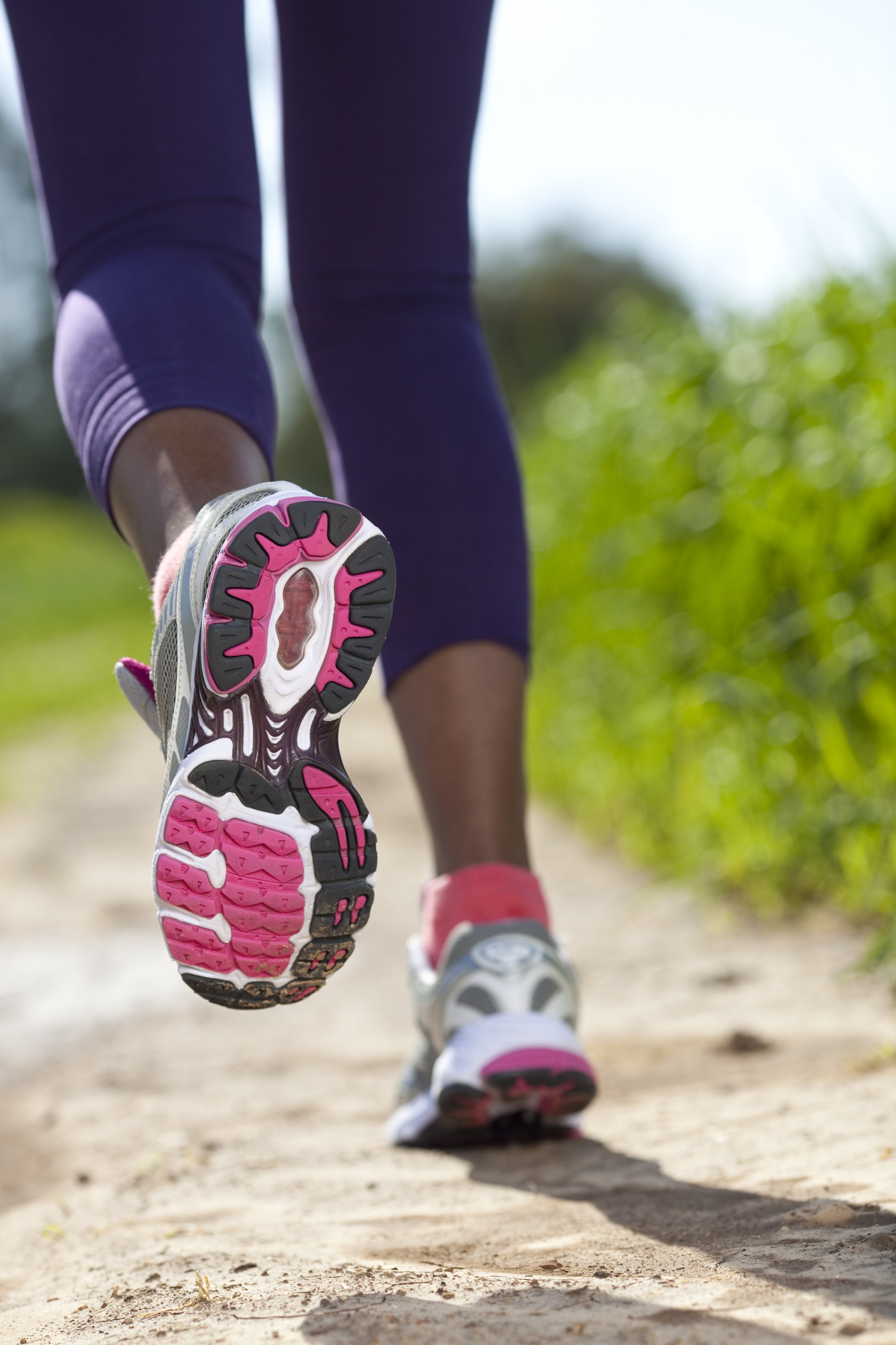 Close up of women sport shoes running outdoors.