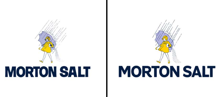 Left: Previous Morton Salt logo; Right: Updated logo as of Jan. 2014.