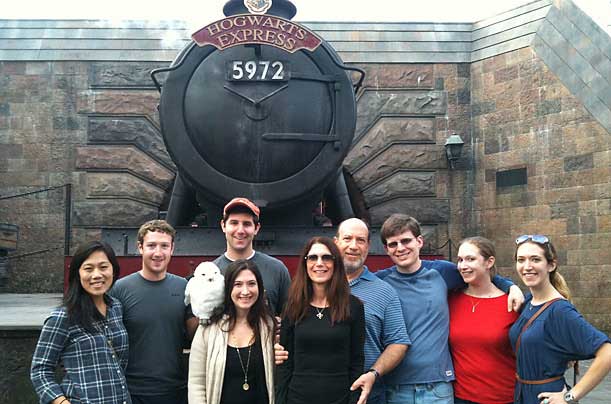Zuckerberg and his family visit the Wizarding World of Harry Potter in Orlando for Thanksgiving 2010.
