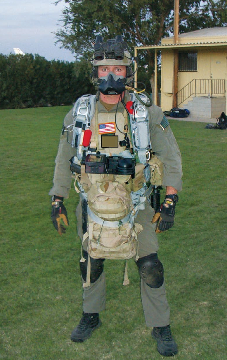Me during my first HAHO, or high-altitude high-opening, jump trip with my ST6 squadron, just before my parachute cutaway.